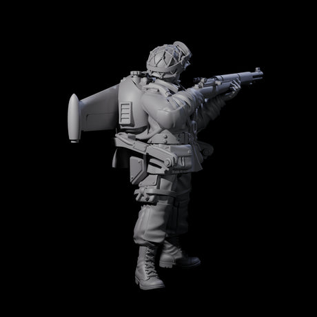 Weird War USA Diving Jetpack Rifleman L Miniature for Dungeons and Dragons, Pathfinder or other TTRPGs