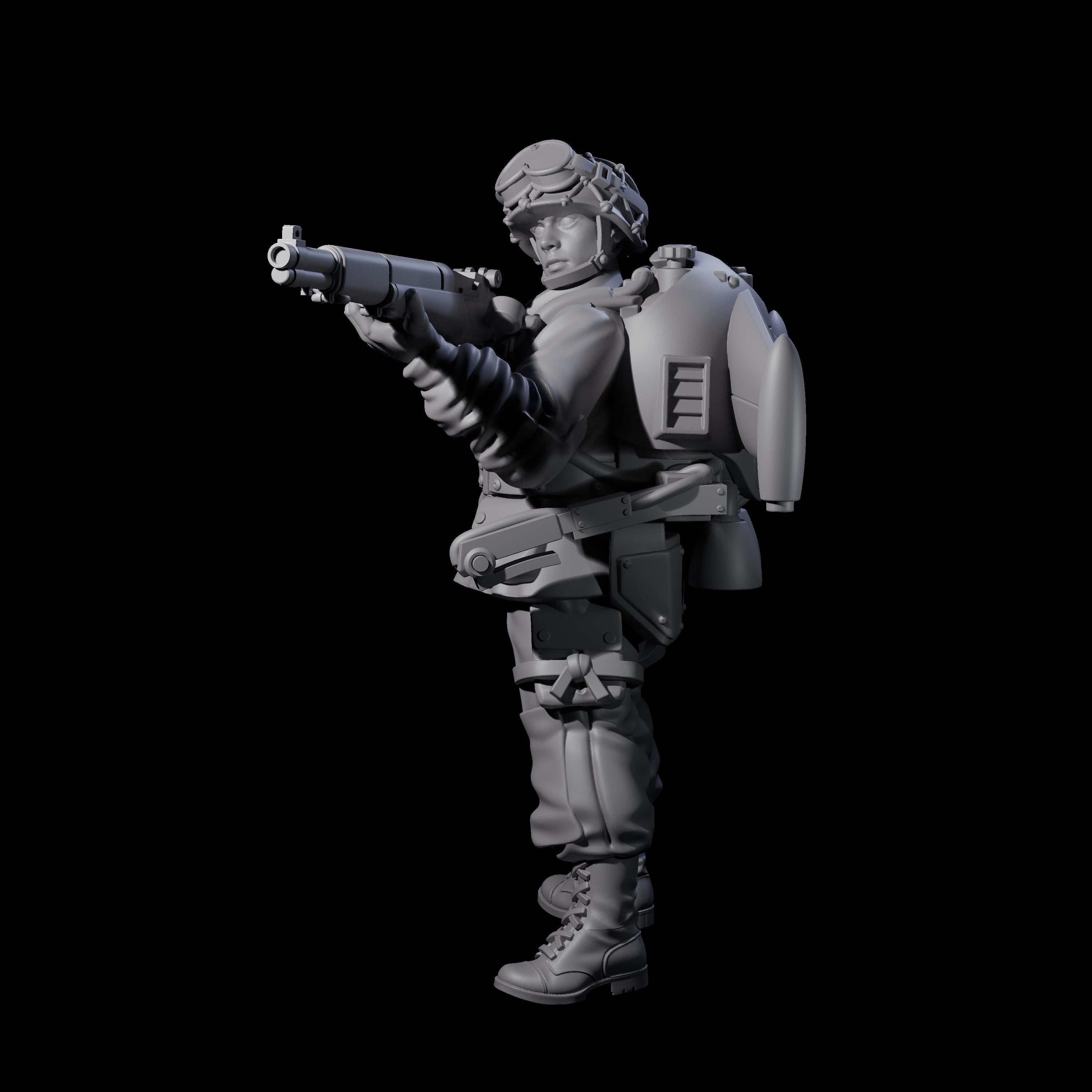 Weird War USA Diving Jetpack Rifleman L Miniature for Dungeons and Dragons, Pathfinder or other TTRPGs