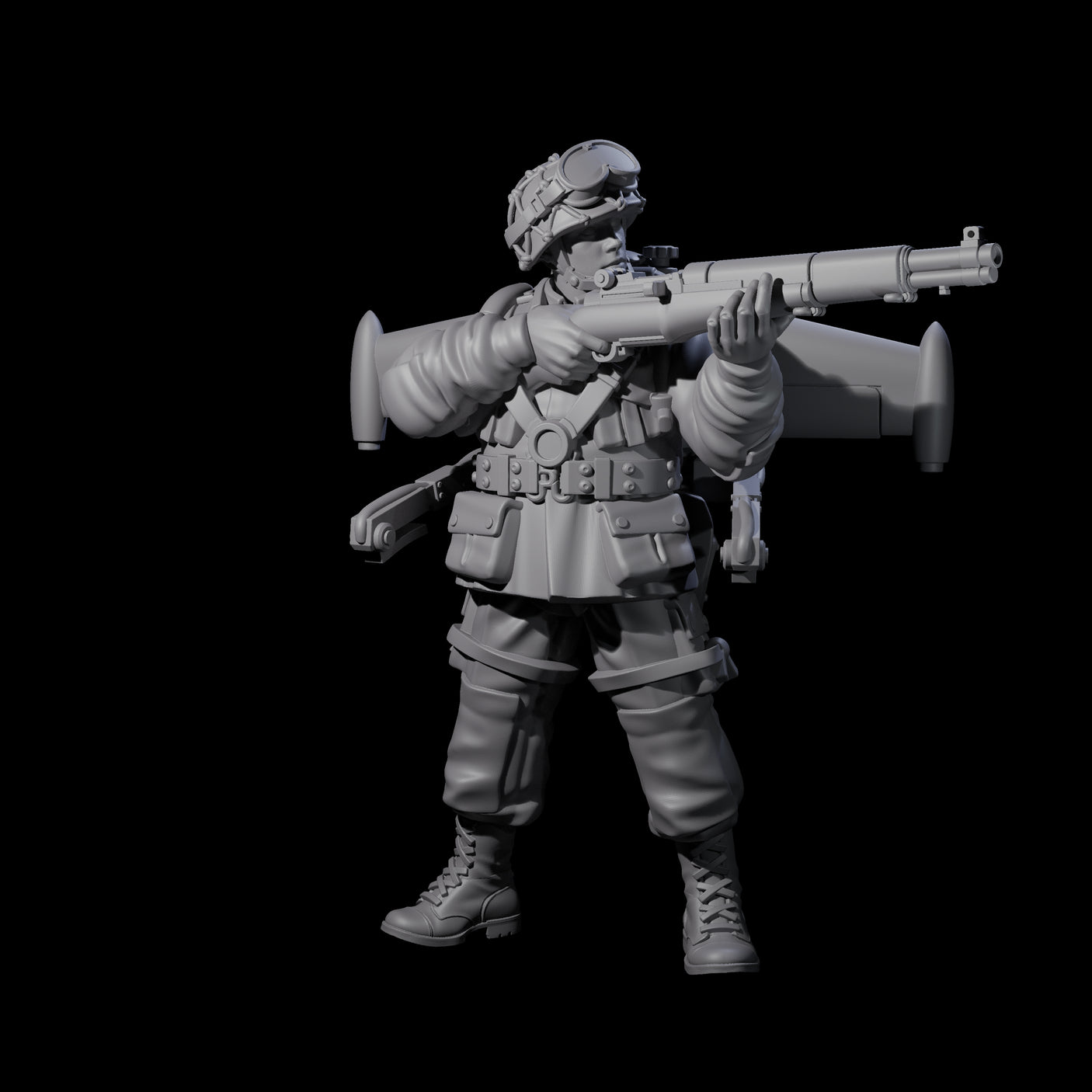 Weird War USA Diving Jetpack Rifleman L Miniature for Dungeons and Dragons, Pathfinder or other TTRPGs