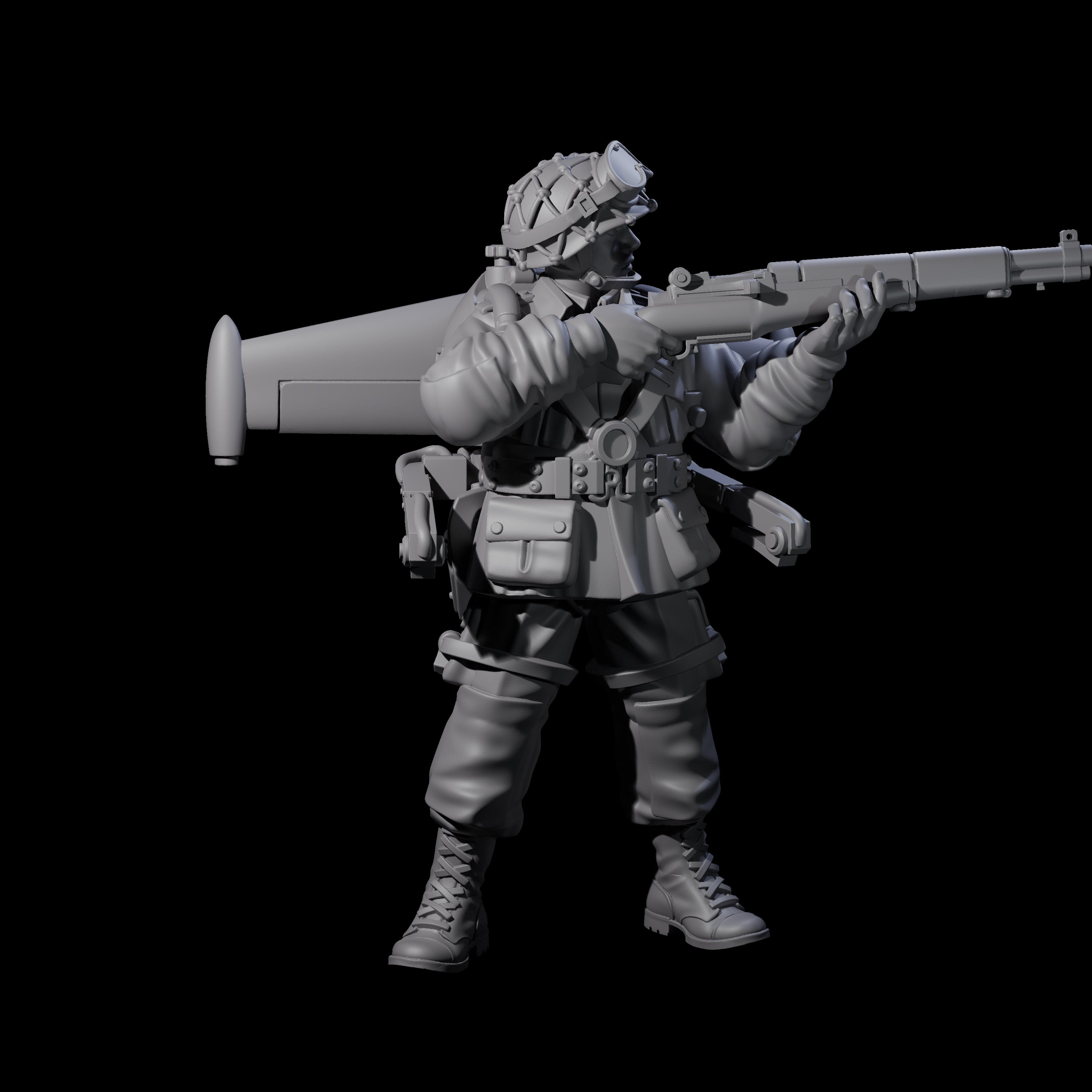 Weird War USA Diving Jetpack Rifleman L Miniature for Dungeons and Dragons, Pathfinder or other TTRPGs
