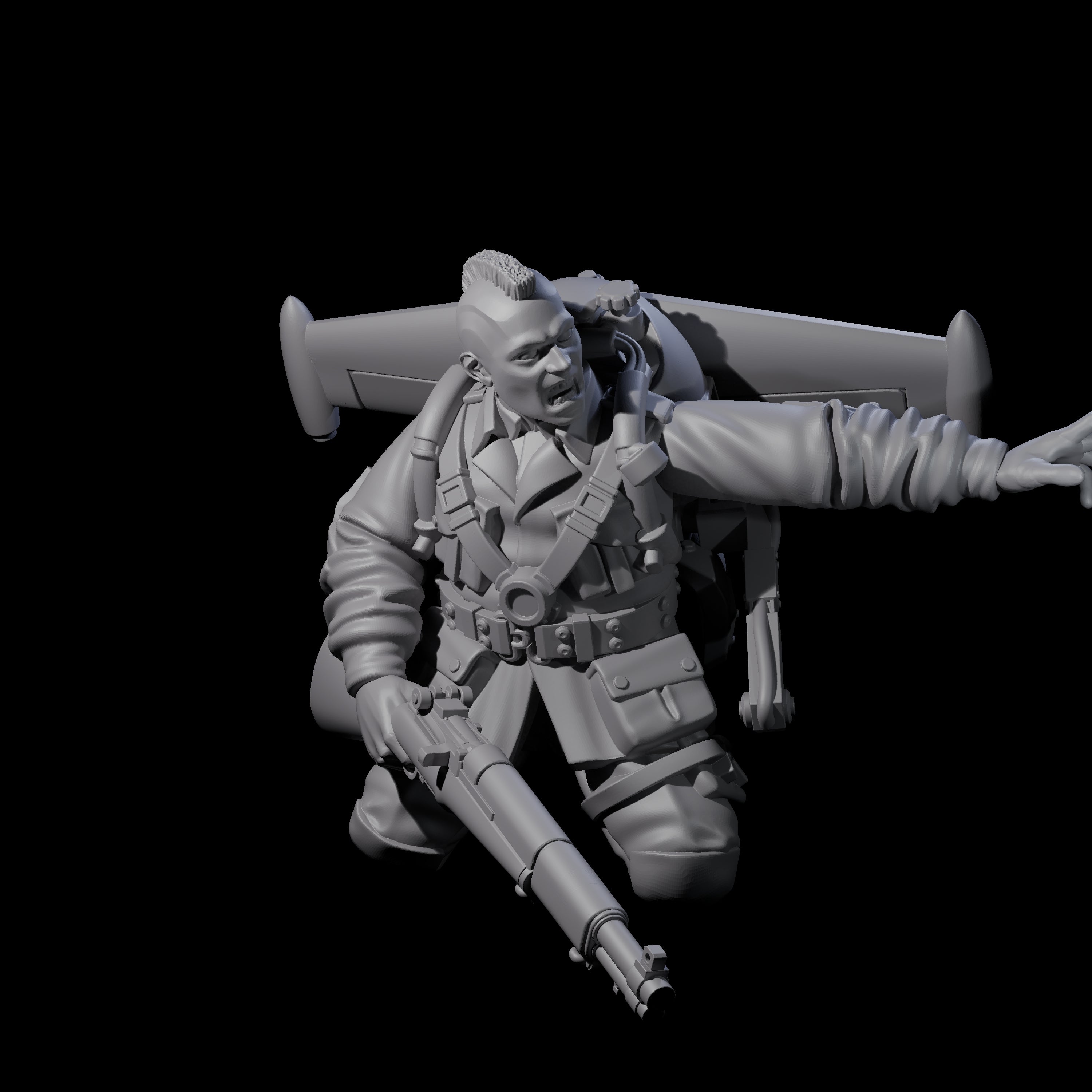 Weird War USA Diving Jetpack Riflemen Miniature for Dungeons and Dragons, Pathfinder or other TTRPGs