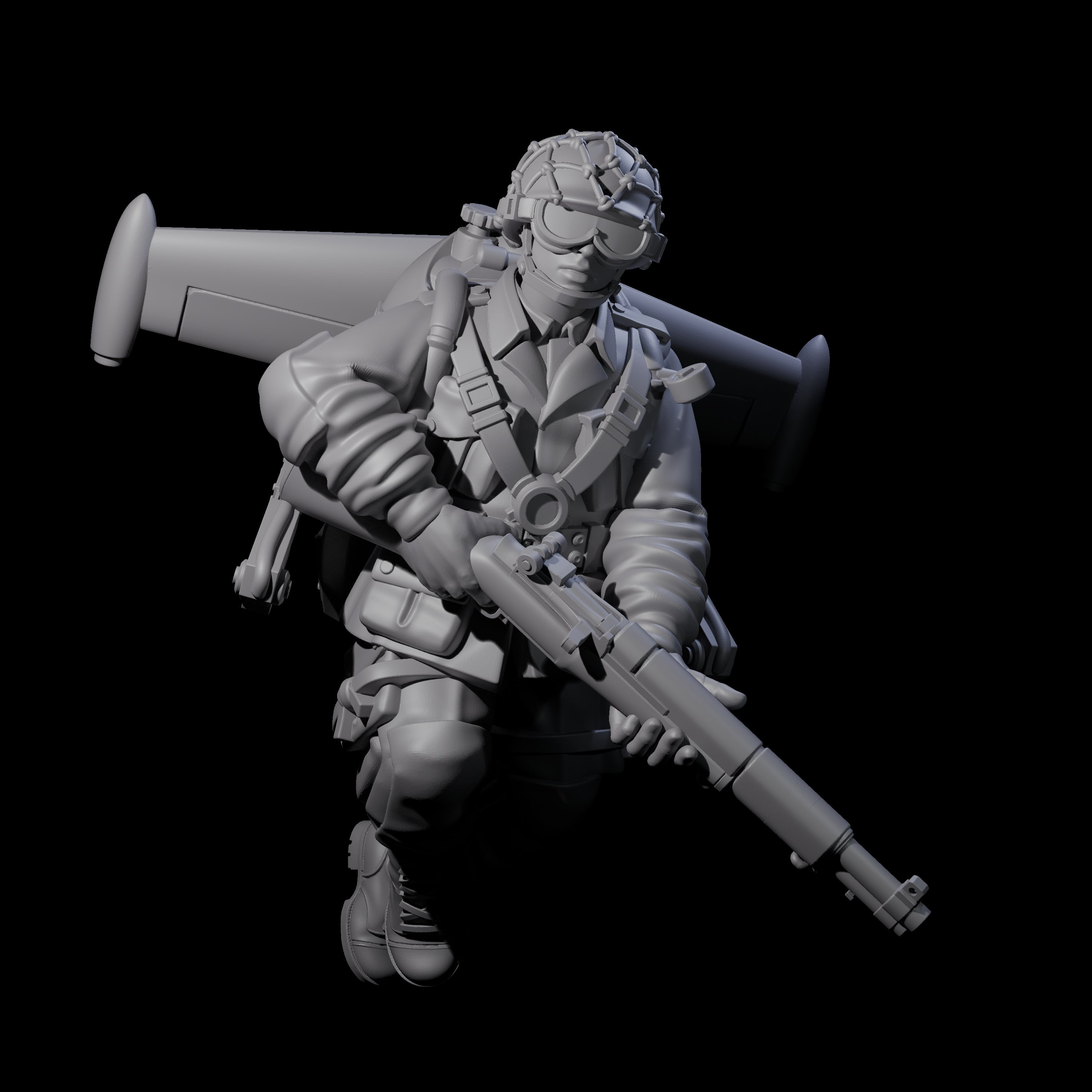 Weird War USA Diving Jetpack Riflemen Miniature for Dungeons and Dragons, Pathfinder or other TTRPGs