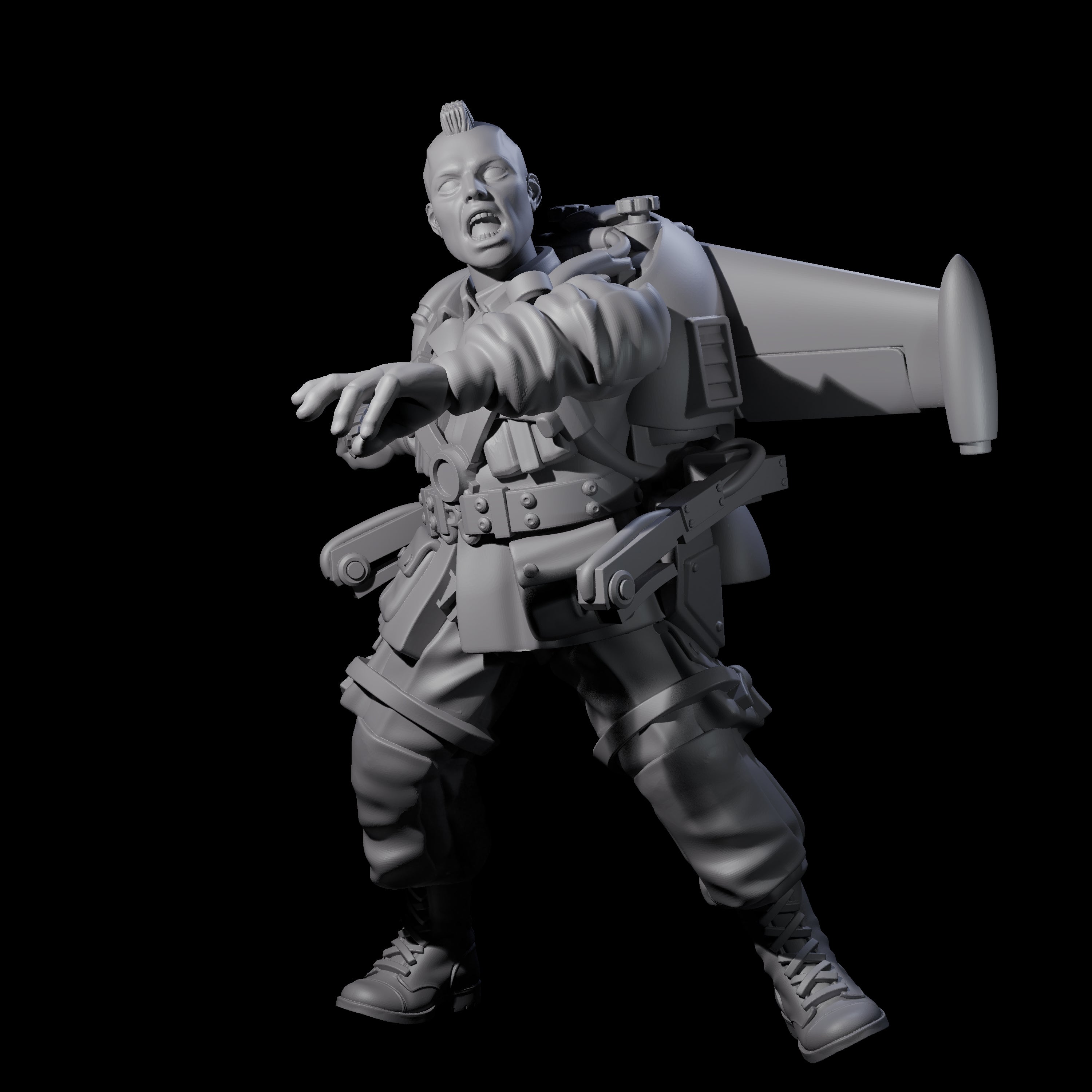 Weird War USA Lobbing Jetpack Grenadier A Miniature for Dungeons and Dragons, Pathfinder or other TTRPGs