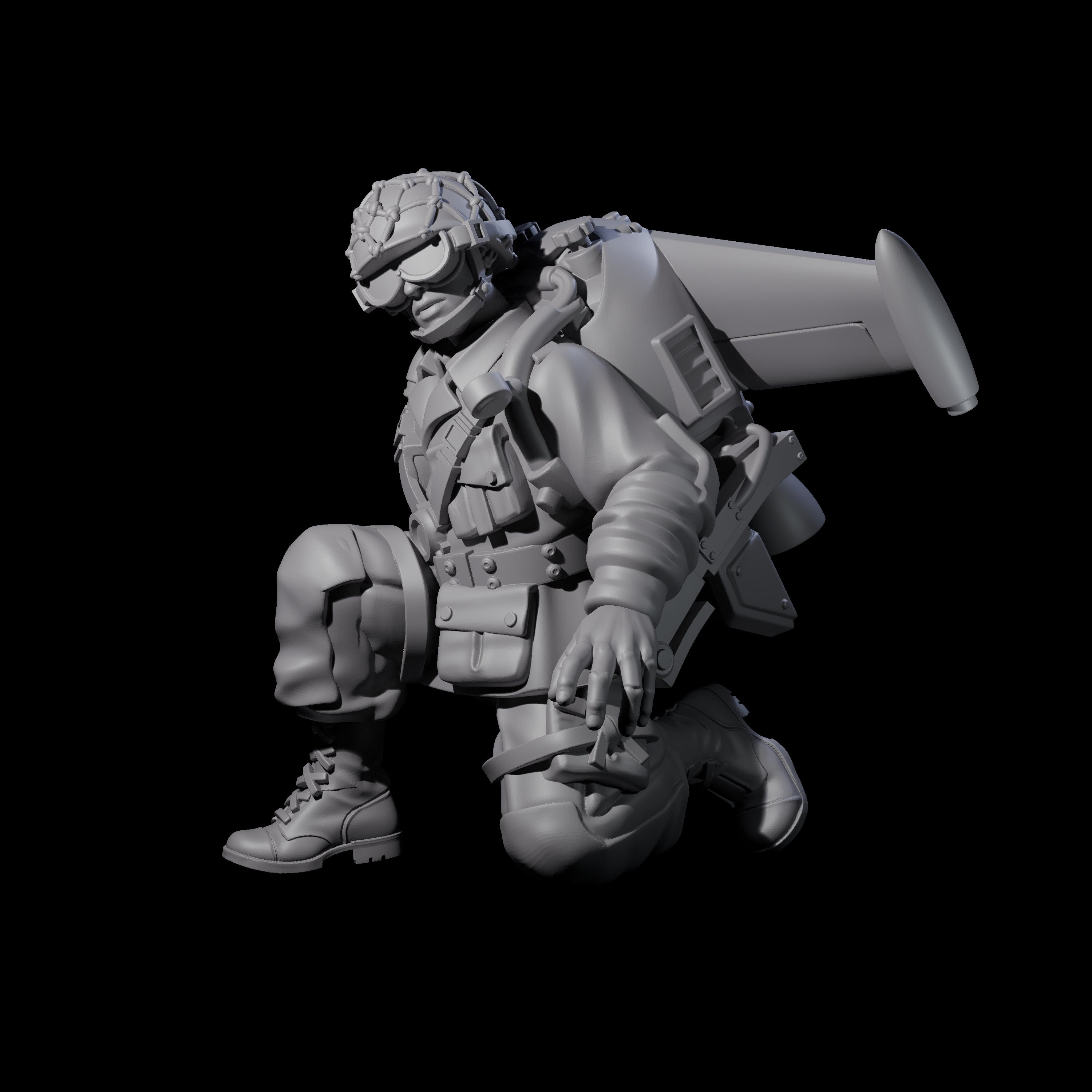 Weird War USA Lobbing Jetpack Grenadier B Miniature for Dungeons and Dragons, Pathfinder or other TTRPGs