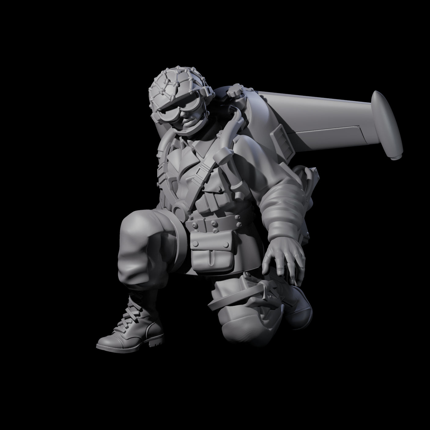 Weird War USA Lobbing Jetpack Grenadier B Miniature for Dungeons and Dragons, Pathfinder or other TTRPGs