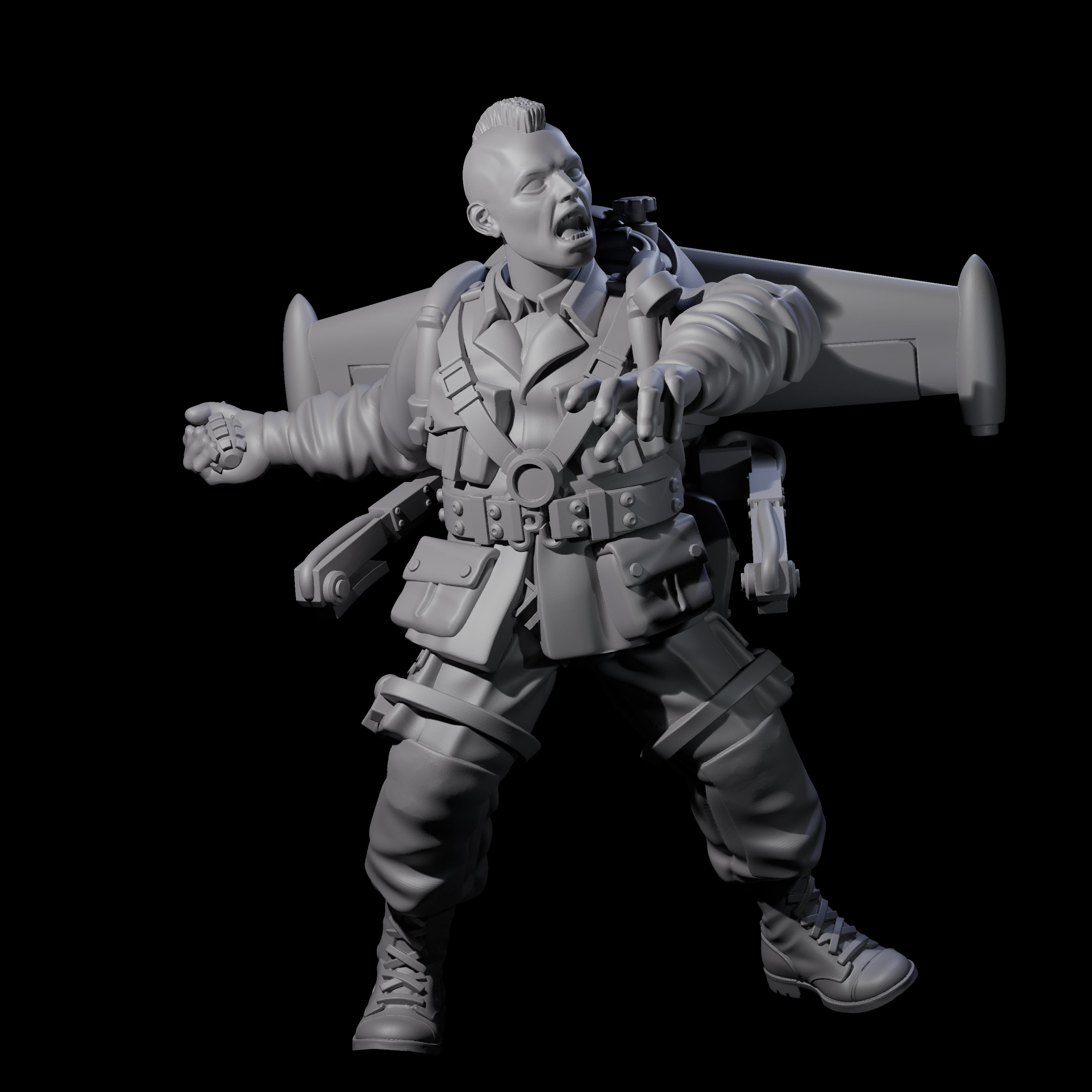 Weird War USA Lobbing Jetpack Grenadiers Miniature for Dungeons and Dragons, Pathfinder or other TTRPGs