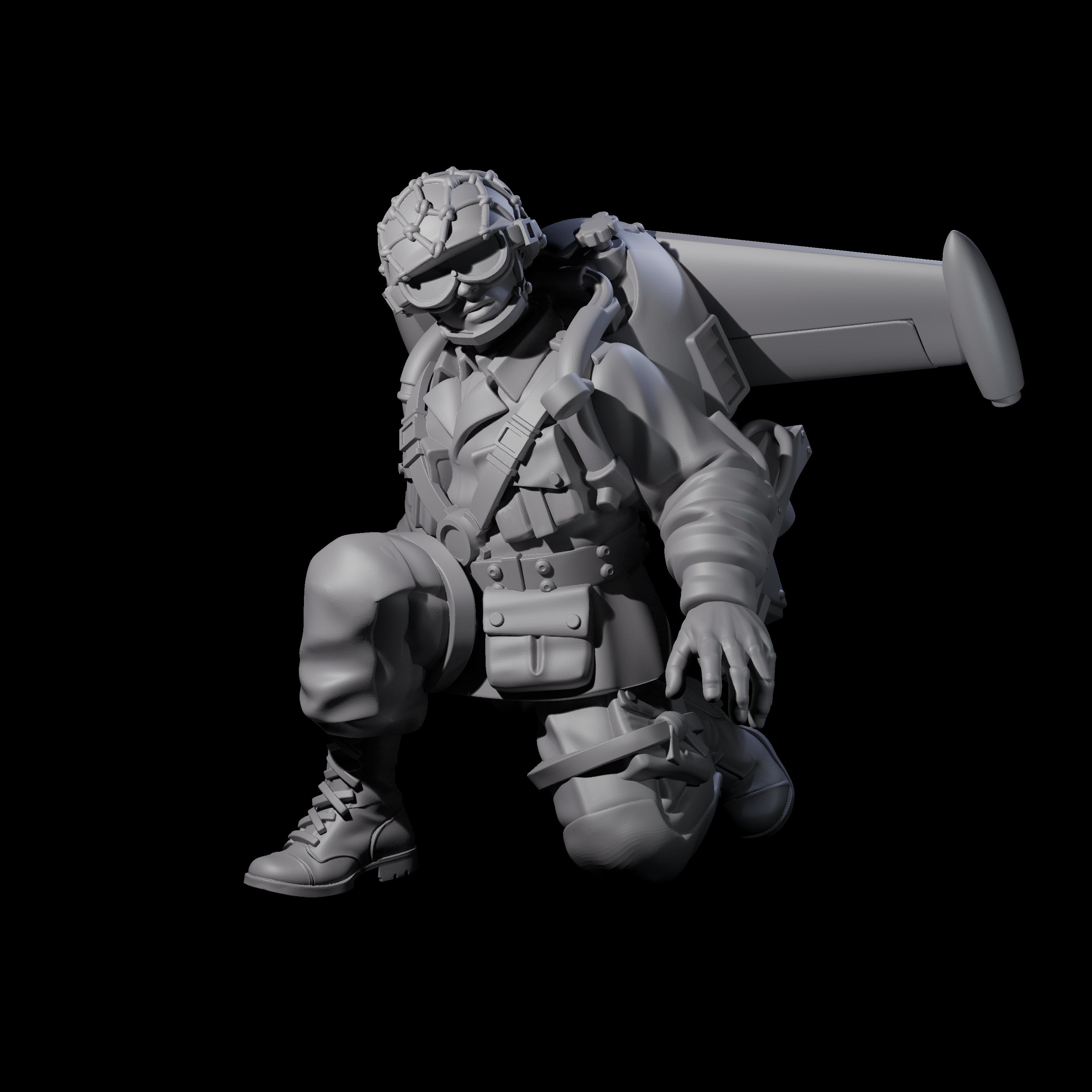 Weird War USA Lobbing Jetpack Grenadiers Miniature for Dungeons and Dragons, Pathfinder or other TTRPGs