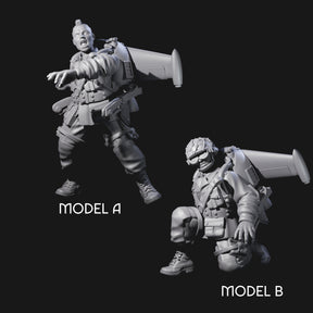 Weird War USA Lobbing Jetpack Grenadiers Miniature for Dungeons and Dragons, Pathfinder or other TTRPGs