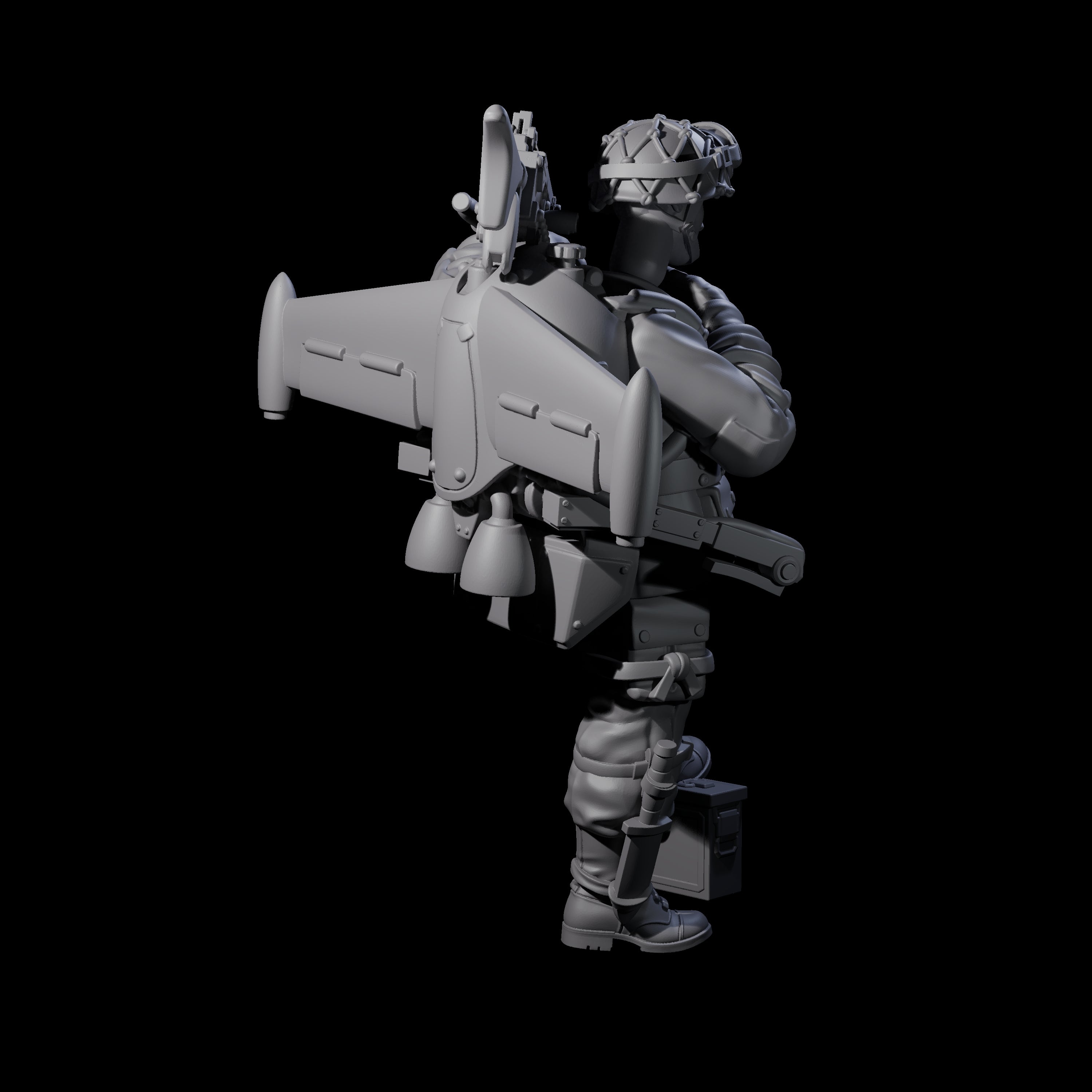 Weird War USA Resting Up Jetpack Machine Gunner A Miniature for Dungeons and Dragons, Pathfinder or other TTRPGs
