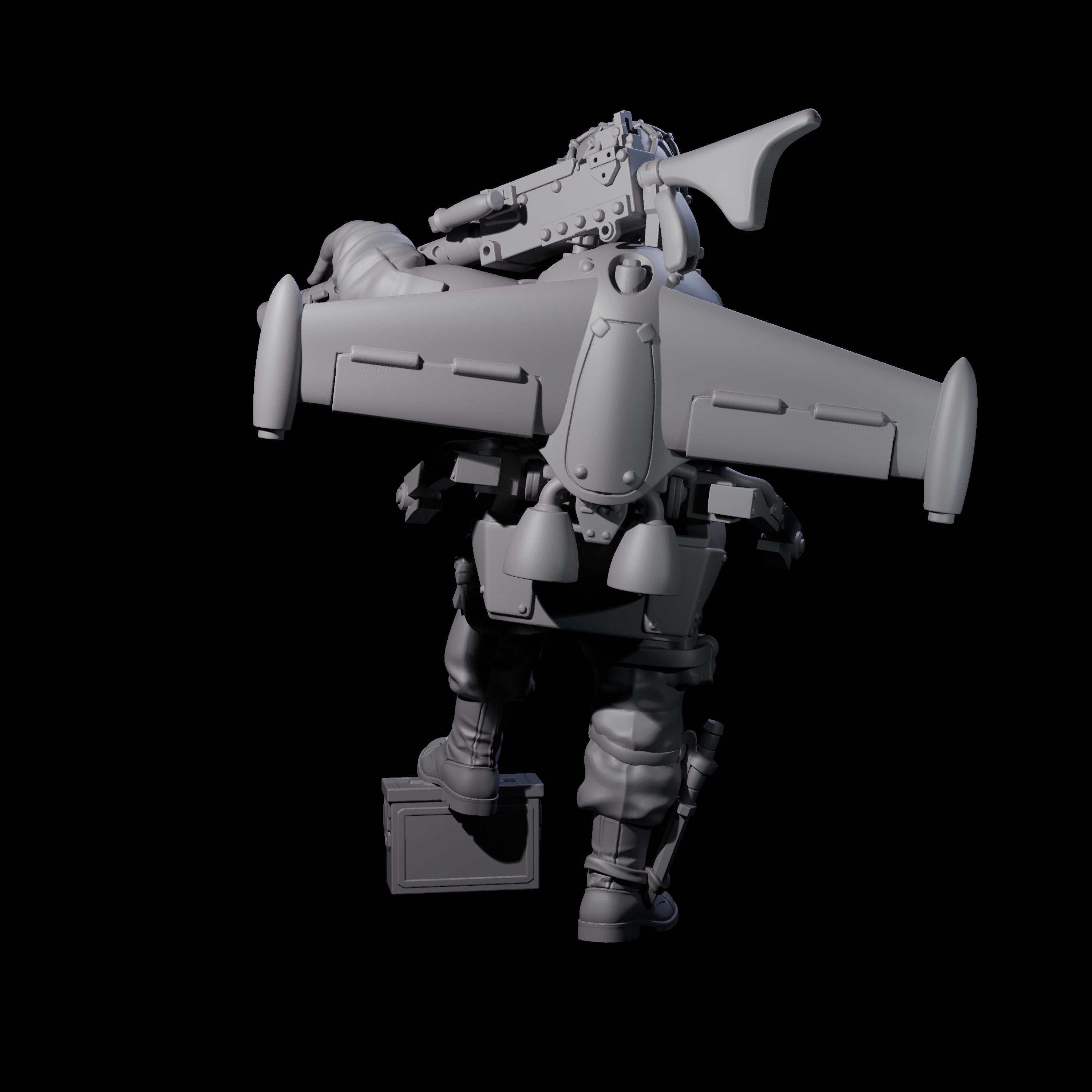 Weird War USA Resting Up Jetpack Machine Gunner A Miniature for Dungeons and Dragons, Pathfinder or other TTRPGs