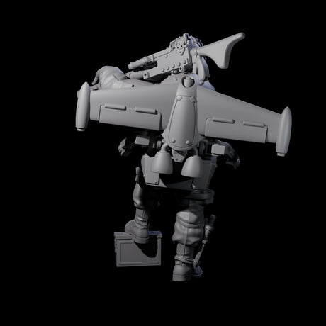 Weird War USA Resting Up Jetpack Machine Gunner A Miniature for Dungeons and Dragons, Pathfinder or other TTRPGs