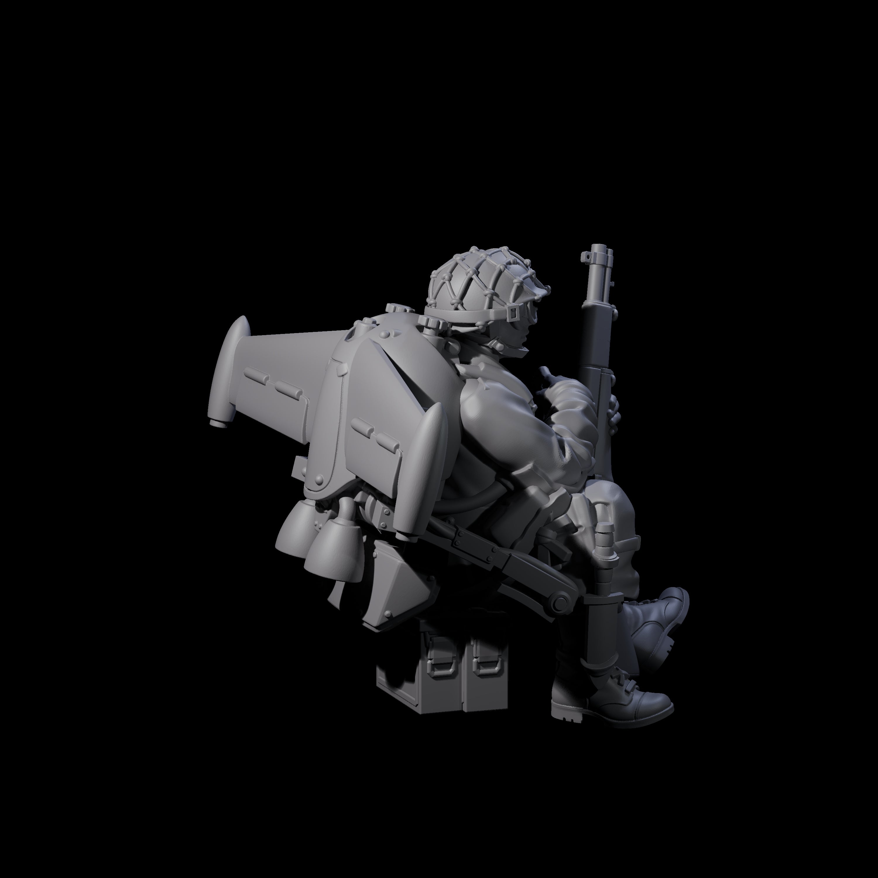 Weird War USA Resting Up Jetpack Machine Gunner B Miniature for Dungeons and Dragons, Pathfinder or other TTRPGs