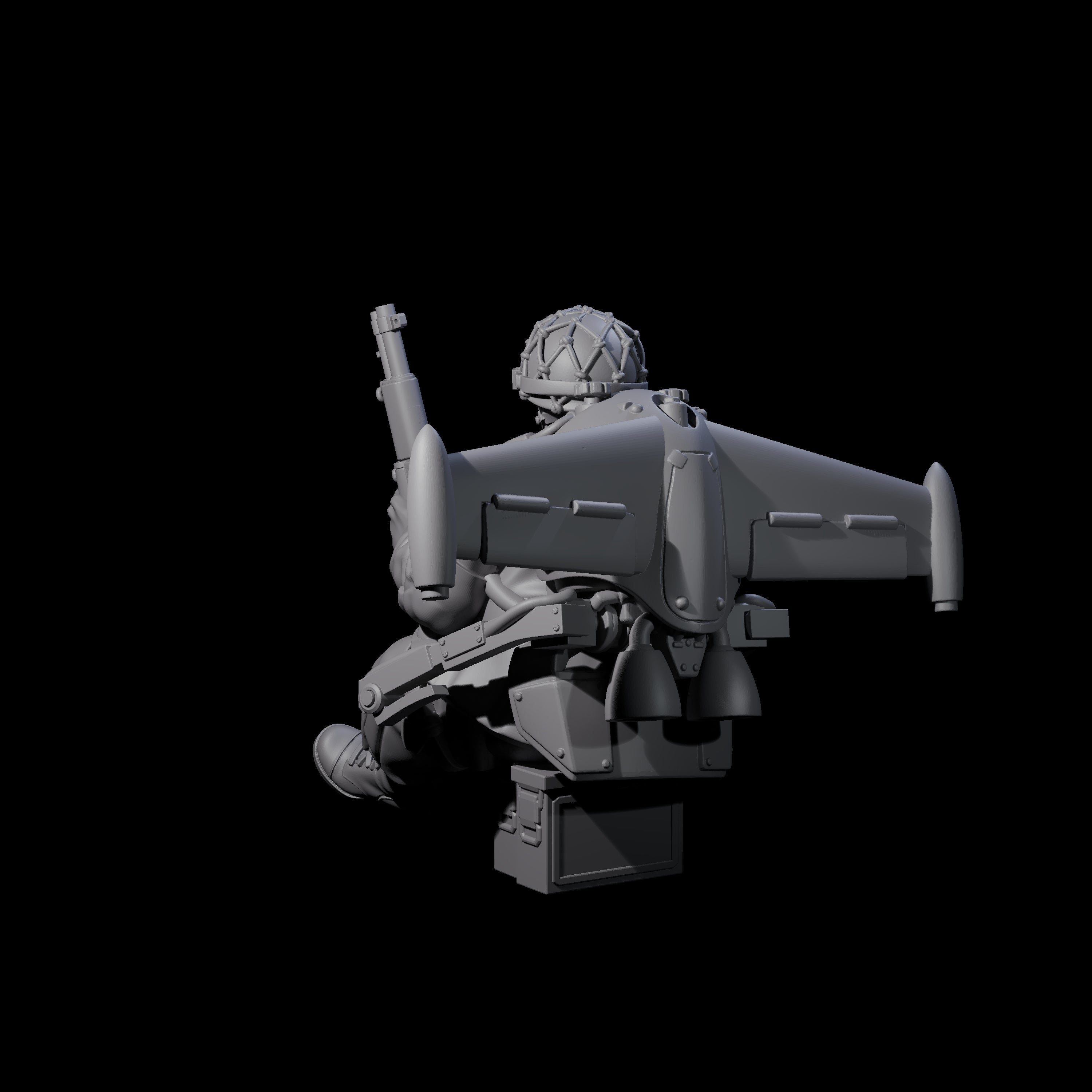 Weird War USA Resting Up Jetpack Machine Gunner B Miniature for Dungeons and Dragons, Pathfinder or other TTRPGs