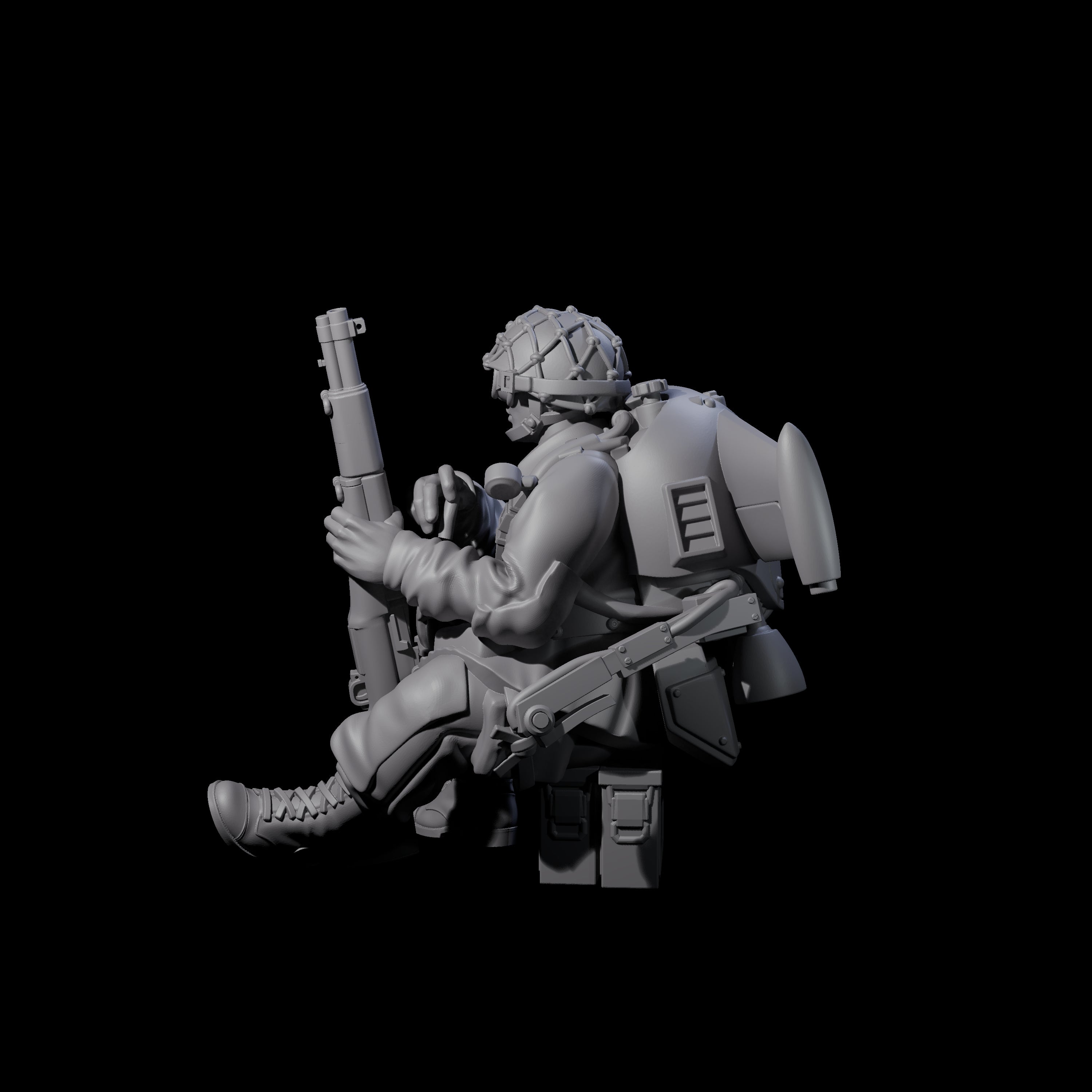 Weird War USA Resting Up Jetpack Machine Gunner B Miniature for Dungeons and Dragons, Pathfinder or other TTRPGs