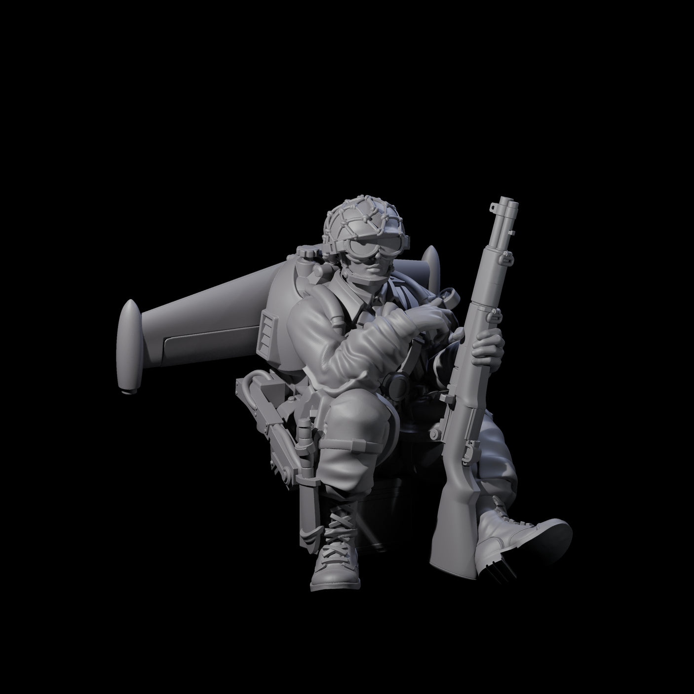 Weird War USA Resting Up Jetpack Machine Gunners Miniature for Dungeons and Dragons, Pathfinder or other TTRPGs
