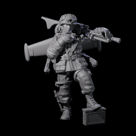 Weird War USA Resting Up Jetpack Machine Gunners Miniature for Dungeons and Dragons, Pathfinder or other TTRPGs