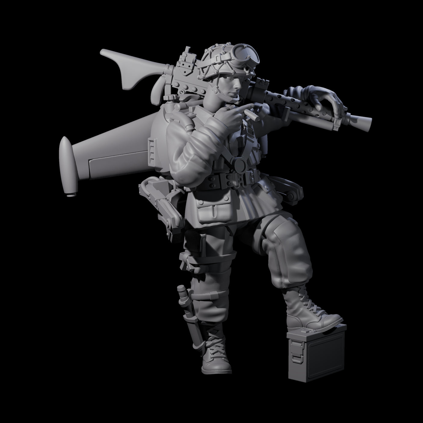 Weird War USA Resting Up Jetpack Machine Gunners Miniature for Dungeons and Dragons, Pathfinder or other TTRPGs