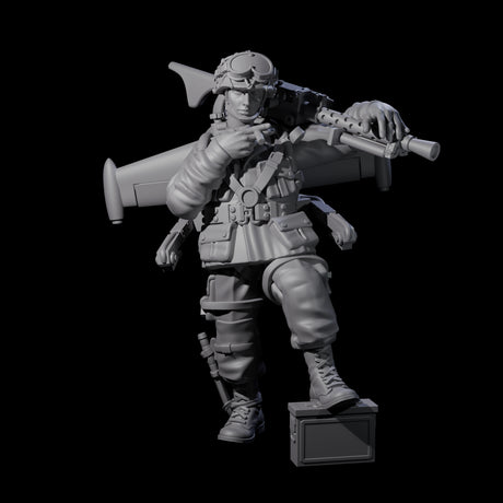 Weird War USA Resting Up Jetpack Machine Gunners Miniature for Dungeons and Dragons, Pathfinder or other TTRPGs