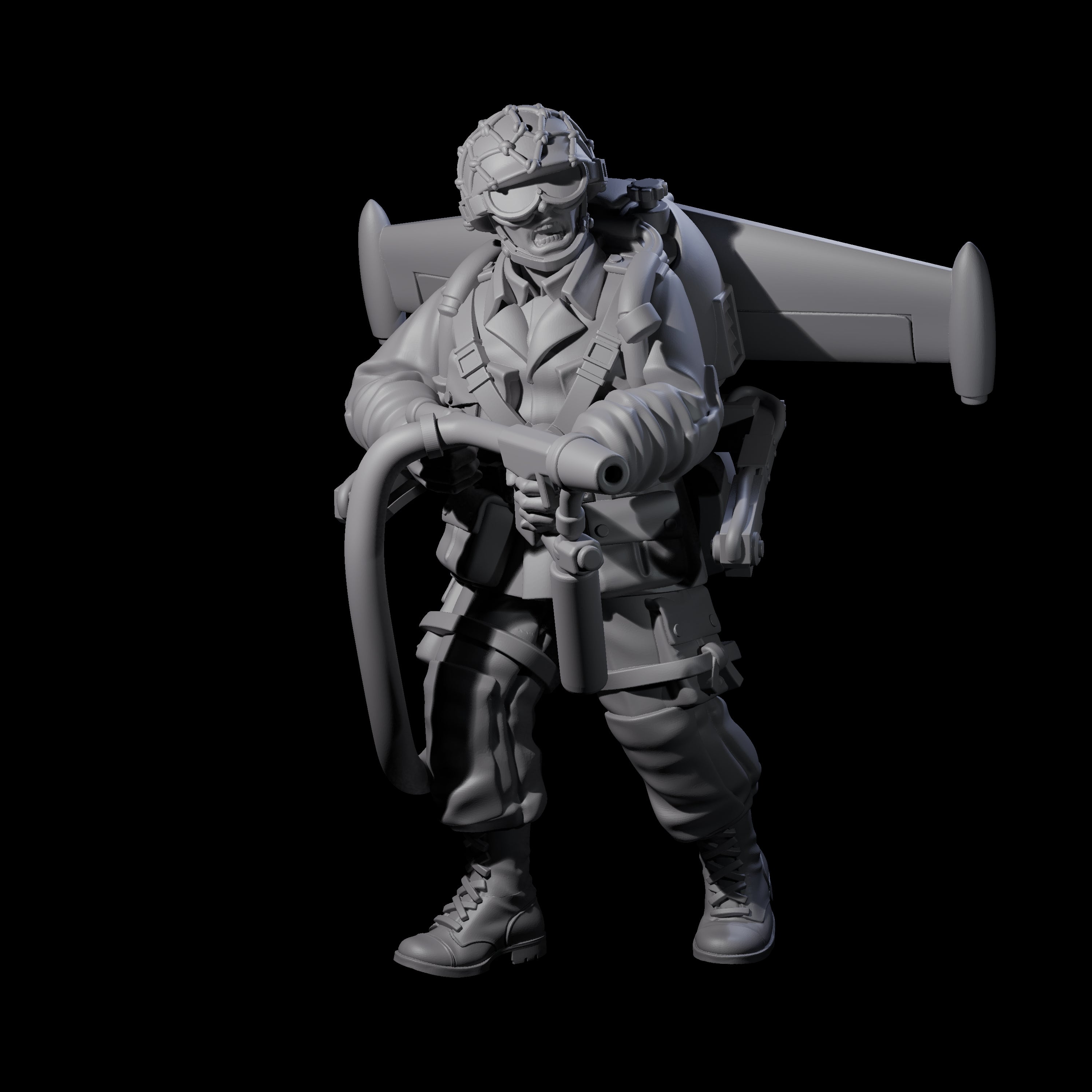 Weird War USA Scorched Jetpack Flamethrower A Miniature for Dungeons and Dragons, Pathfinder or other TTRPGs