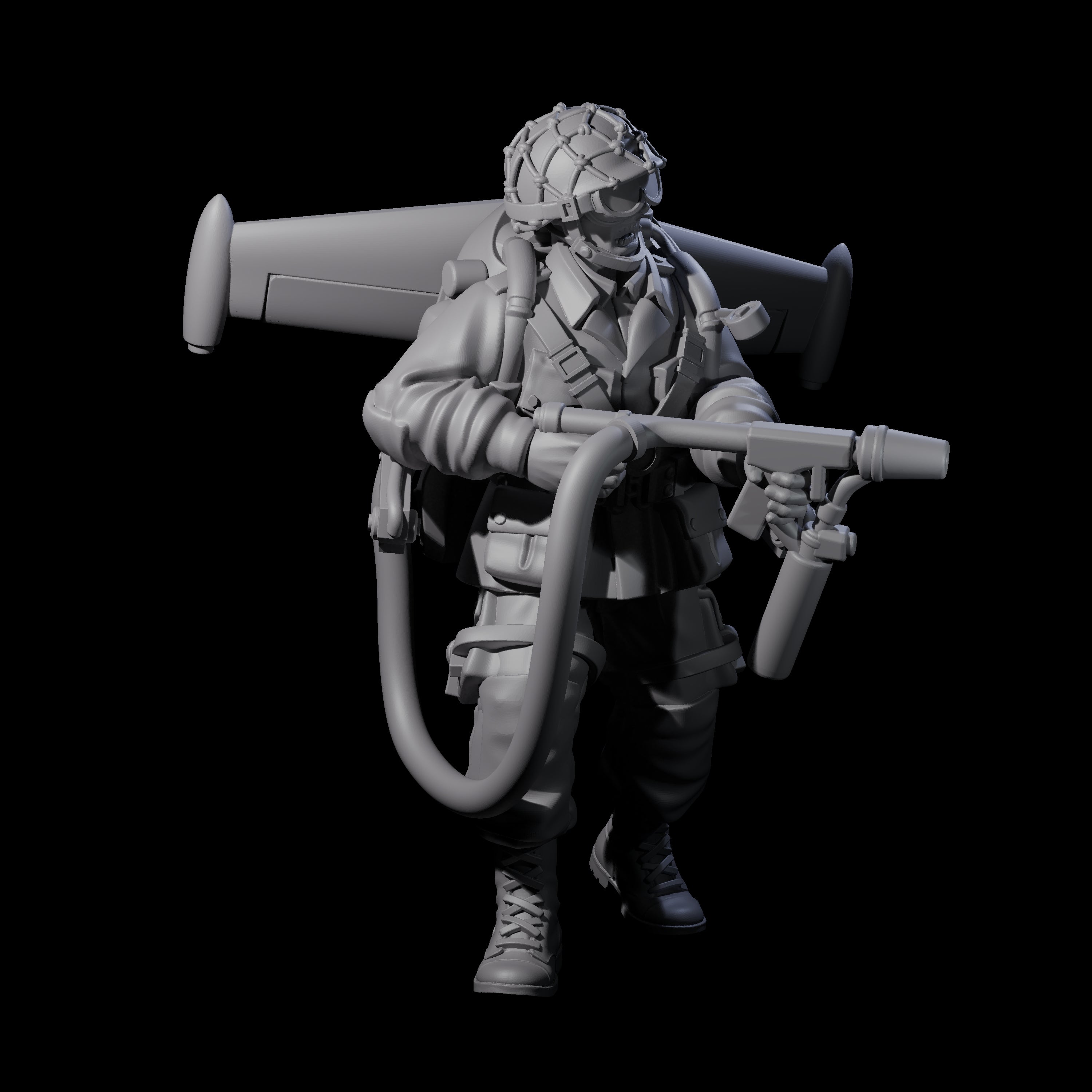 Weird War USA Scorched Jetpack Flamethrower A Miniature for Dungeons and Dragons, Pathfinder or other TTRPGs
