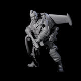 Weird War USA Scorched Jetpack Flamethrower B Miniature for Dungeons and Dragons, Pathfinder or other TTRPGs