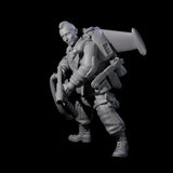 Weird War USA Scorched Jetpack Flamethrower B Miniature for Dungeons and Dragons, Pathfinder or other TTRPGs