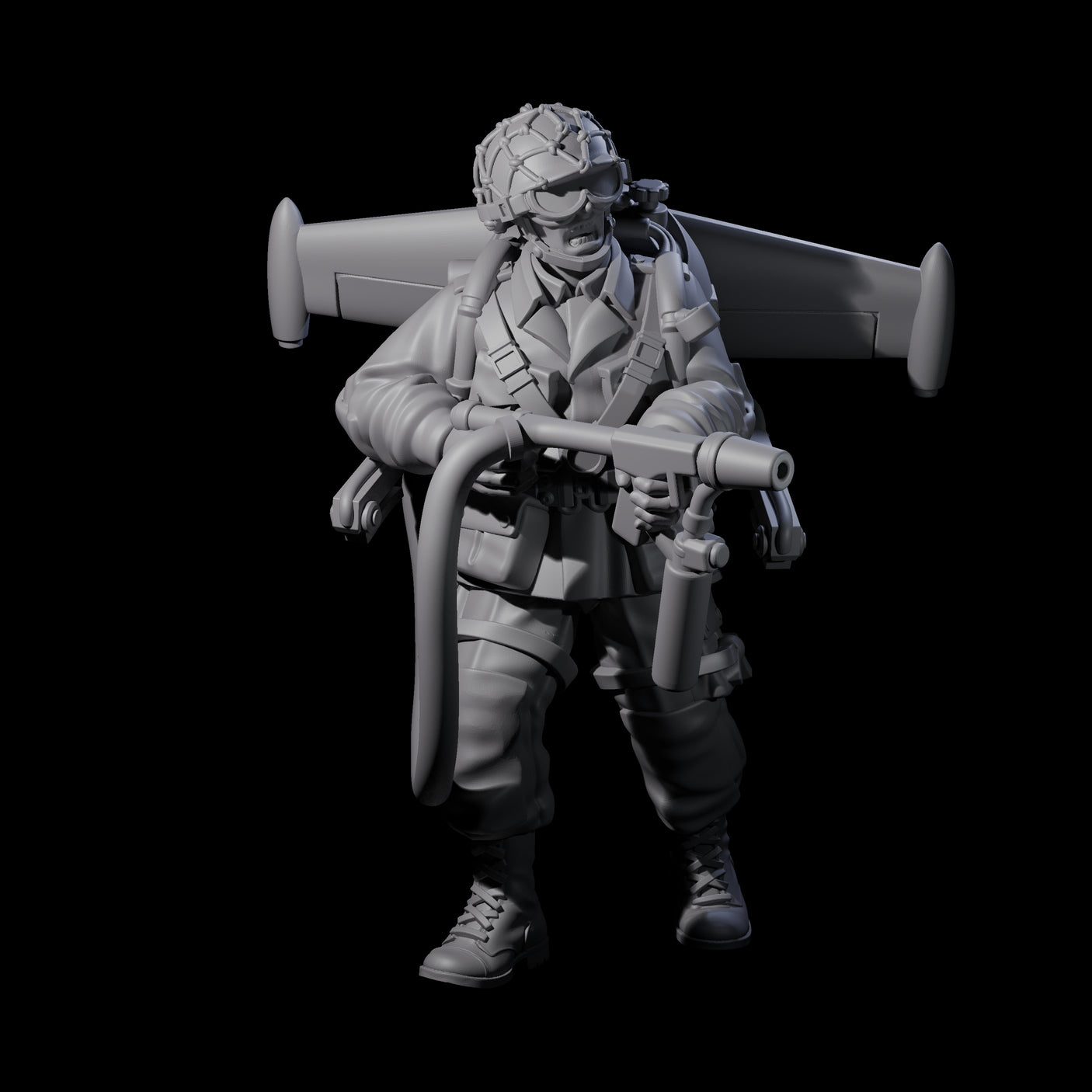 Weird War USA Scorched Jetpack Flamethrowers Miniature for Dungeons and Dragons, Pathfinder or other TTRPGs