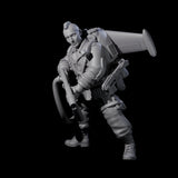 Weird War USA Scorched Jetpack Flamethrowers Miniature for Dungeons and Dragons, Pathfinder or other TTRPGs
