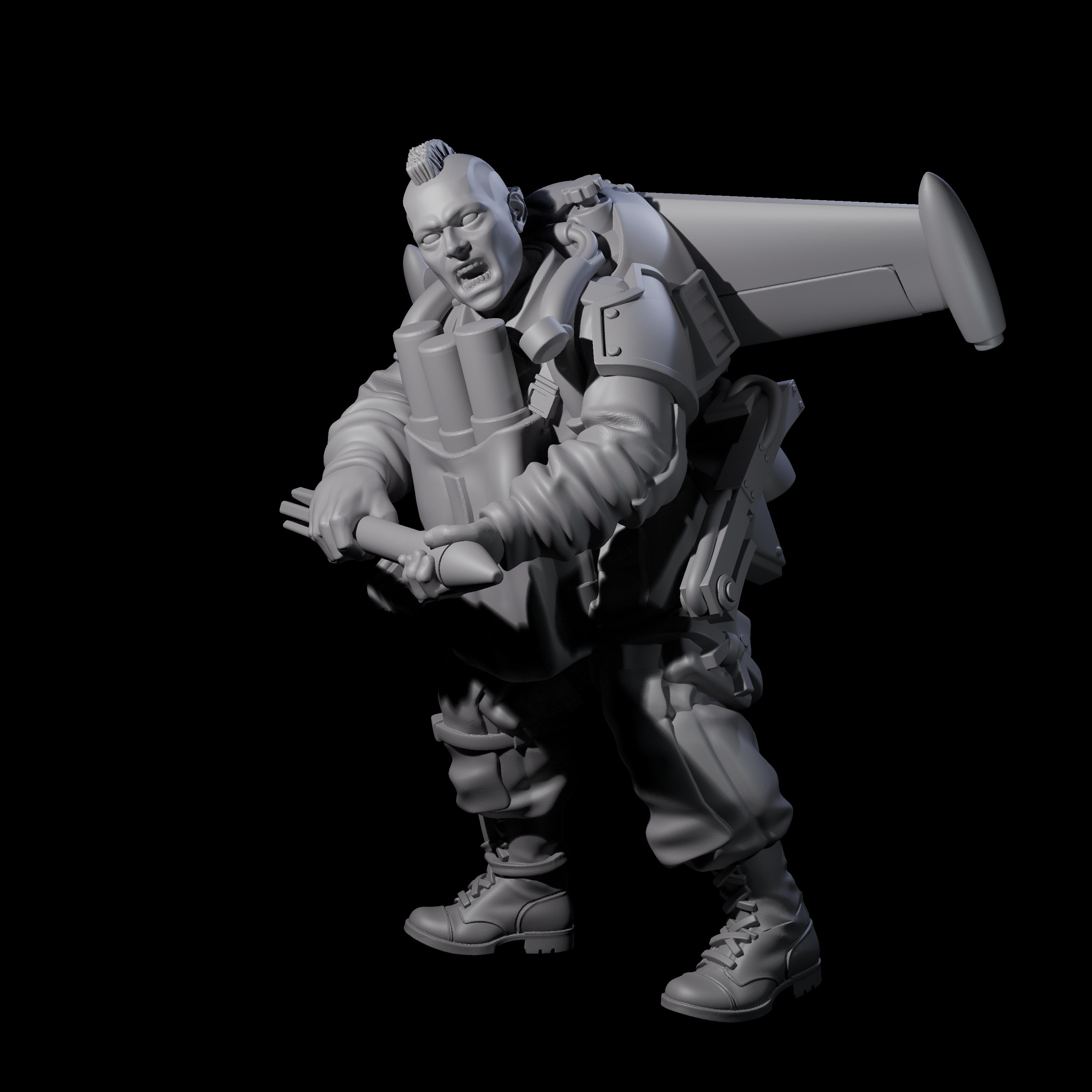 Weird War USA Taking Aim Jetpack Bazooka Member Assistant Miniature for Dungeons and Dragons, Pathfinder or other TTRPGs