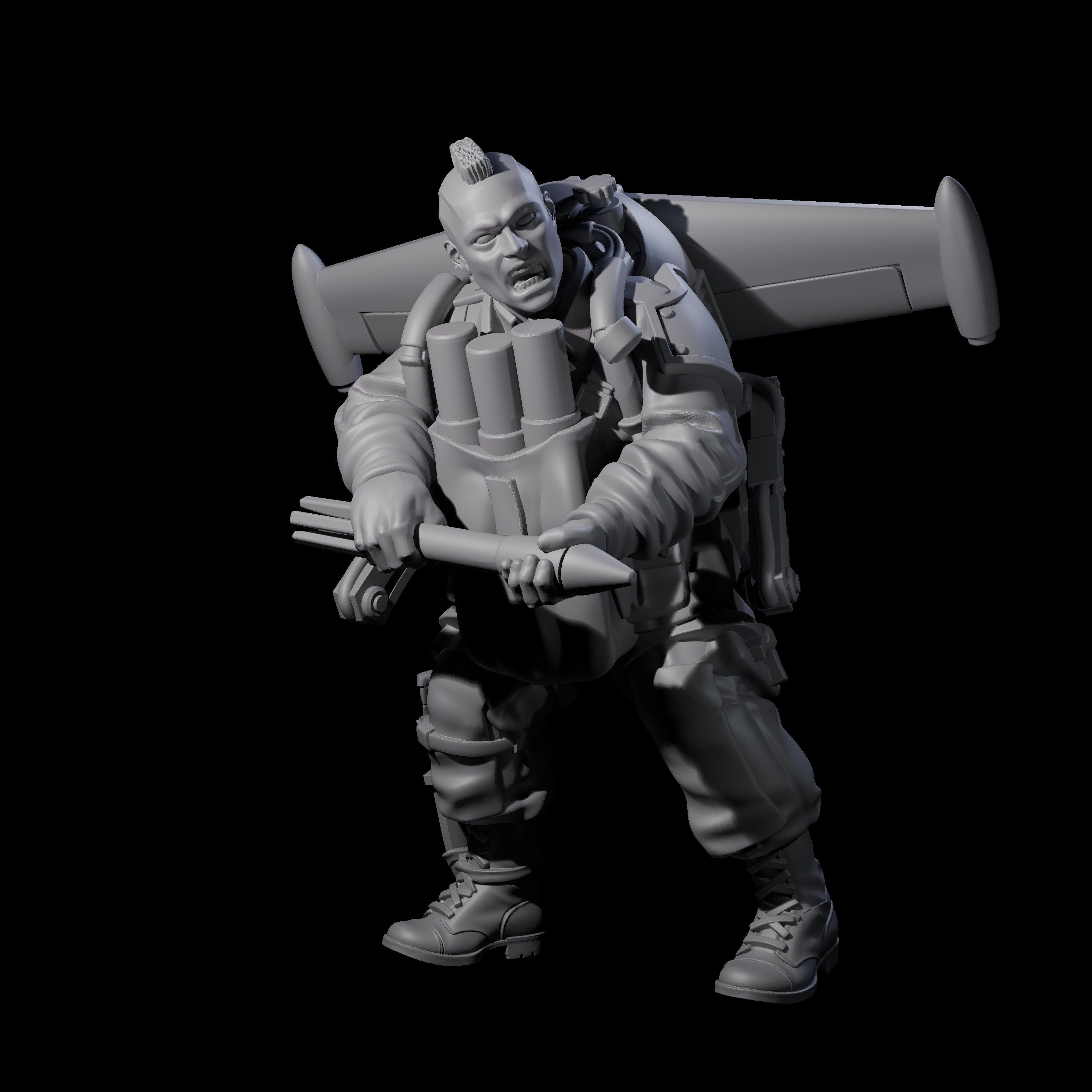 Weird War USA Taking Aim Jetpack Bazooka Member Assistant Miniature for Dungeons and Dragons, Pathfinder or other TTRPGs