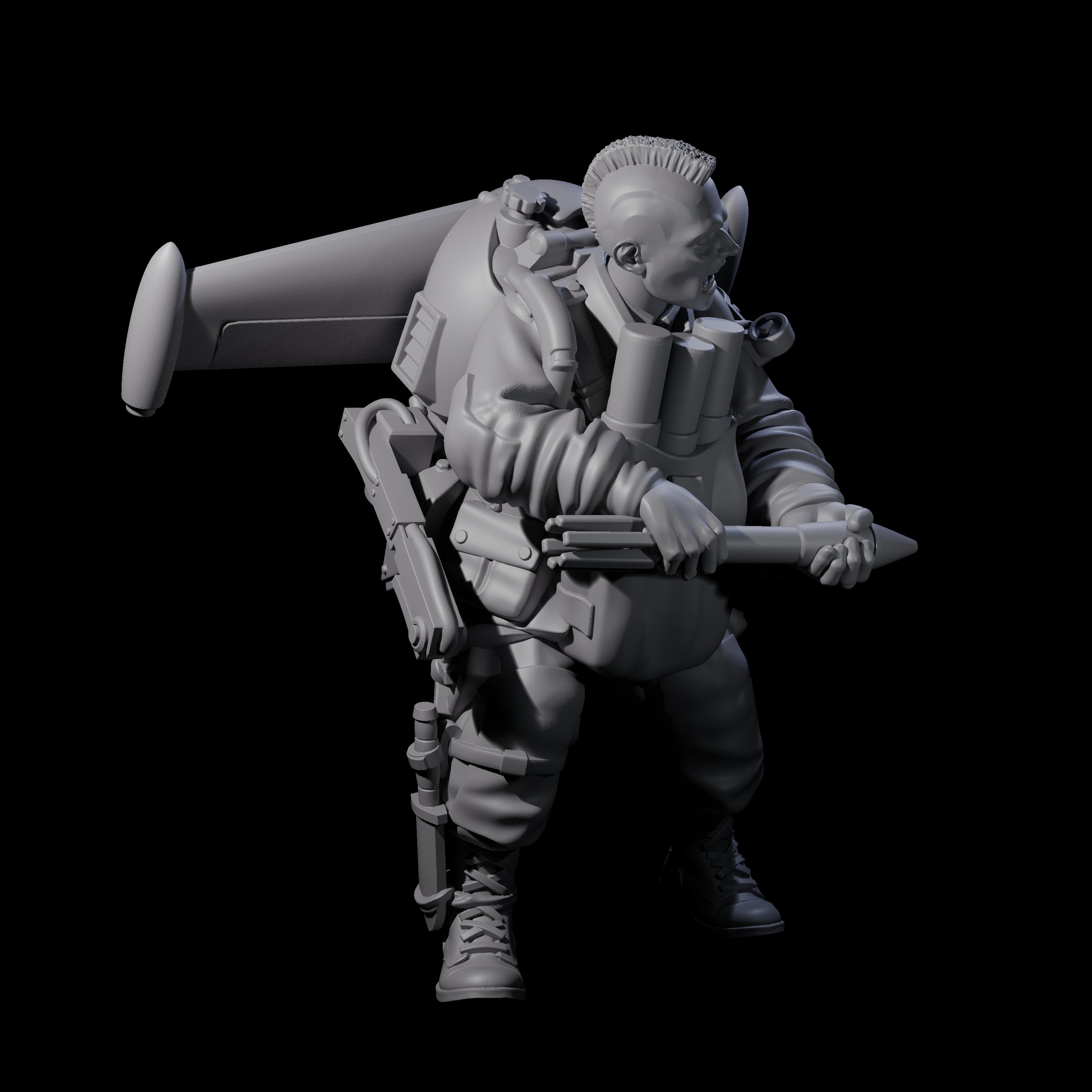 Weird War USA Taking Aim Jetpack Bazooka Member Assistant Miniature for Dungeons and Dragons, Pathfinder or other TTRPGs