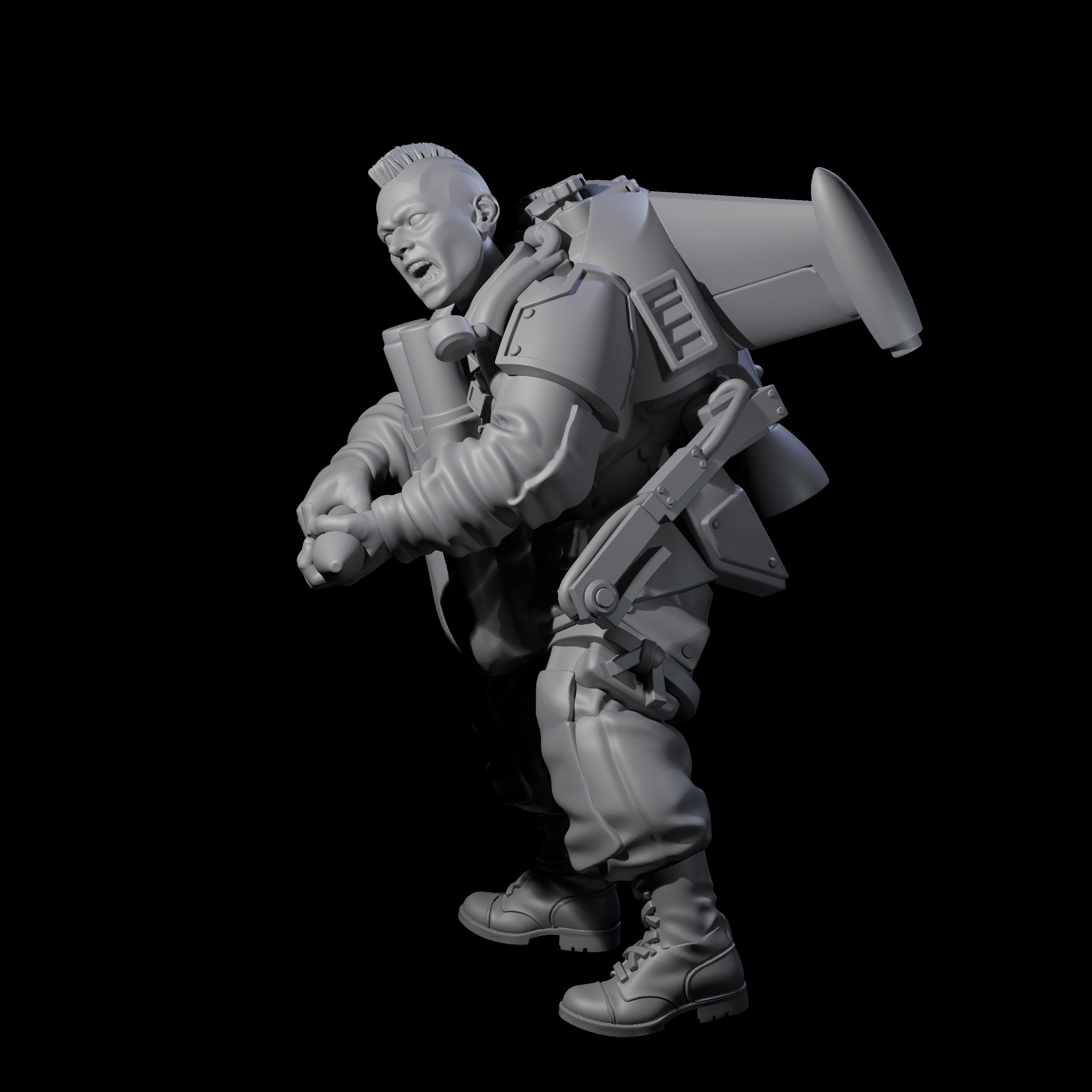 Weird War USA Taking Aim Jetpack Bazooka Member Assistant Miniature for Dungeons and Dragons, Pathfinder or other TTRPGs