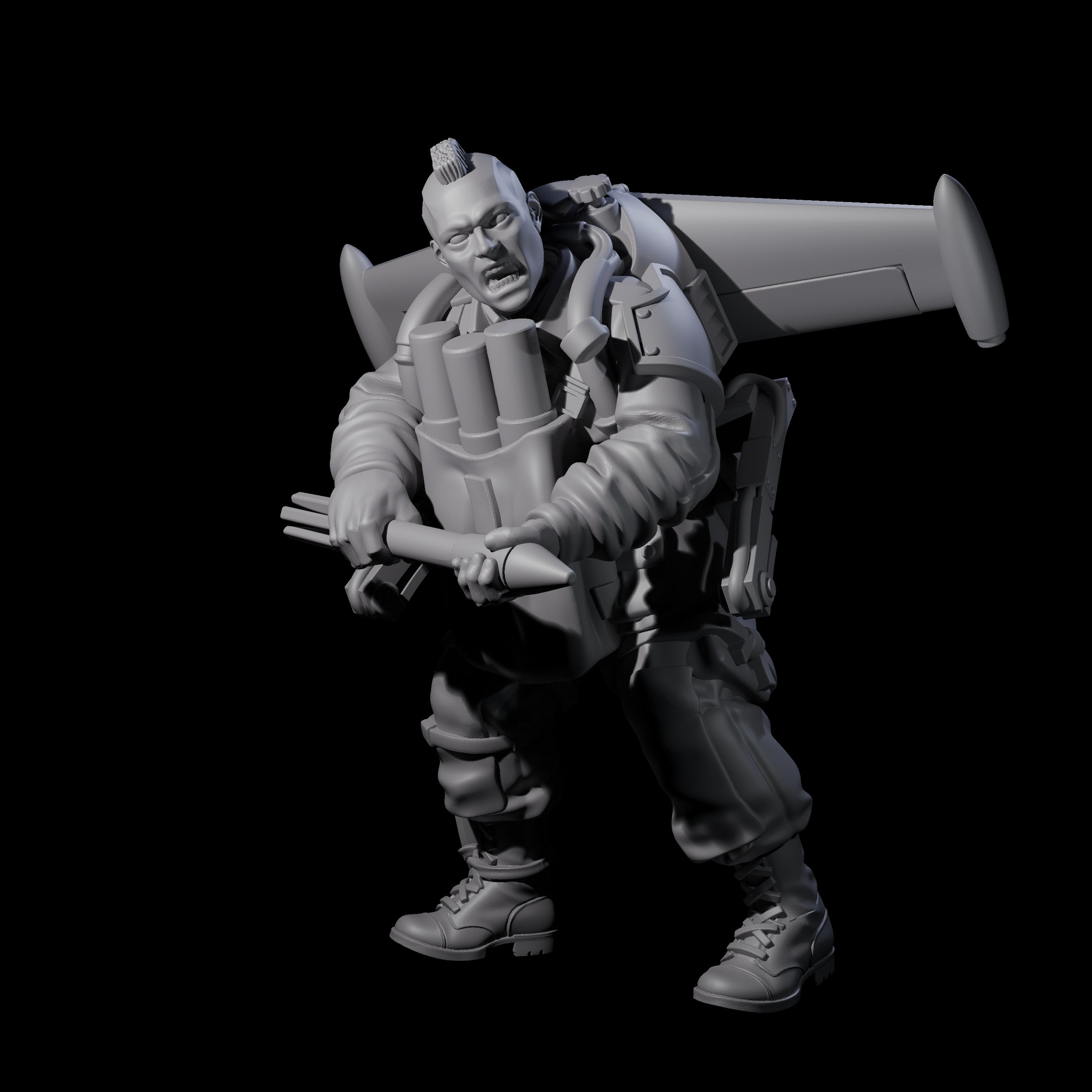 Weird War USA Taking Aim Jetpack Bazooka Member Assistant Miniature for Dungeons and Dragons, Pathfinder or other TTRPGs