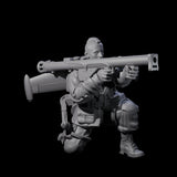 Weird War USA Taking Aim Jetpack Bazooka Team Miniature for Dungeons and Dragons, Pathfinder or other TTRPGs