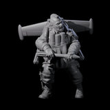 Weird War USA Taking Aim Jetpack Bazooka Team Miniature for Dungeons and Dragons, Pathfinder or other TTRPGs
