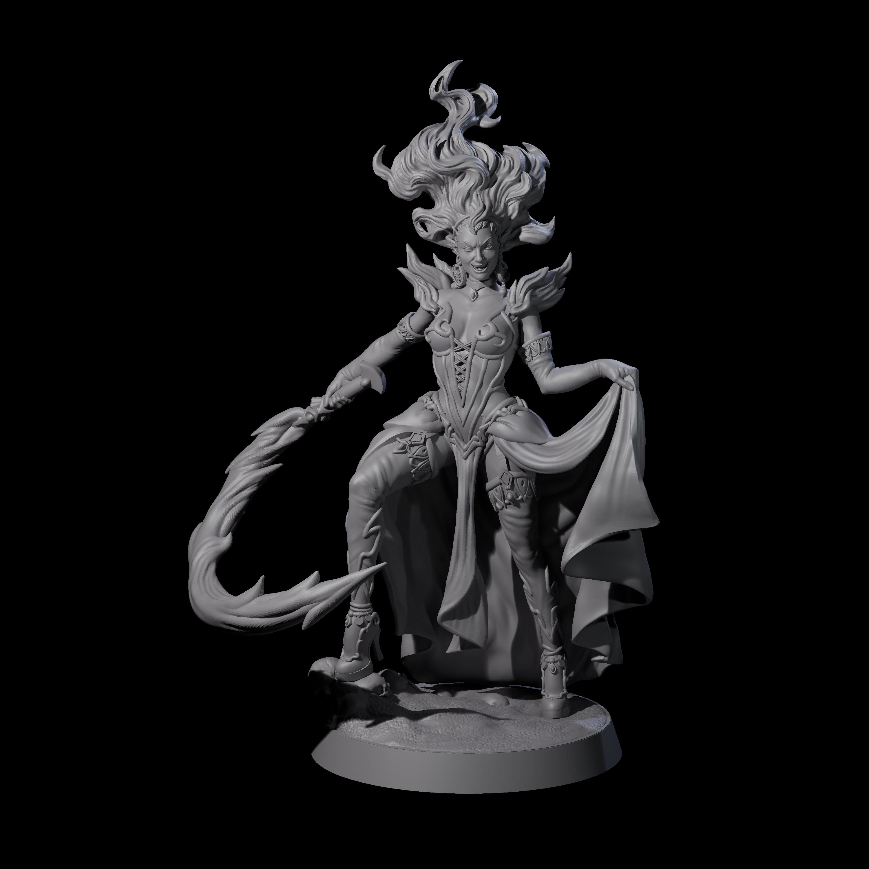 Whip Cracking Magical Countess Miniature for Dungeons and Dragons, Pathfinder or other TTRPGs