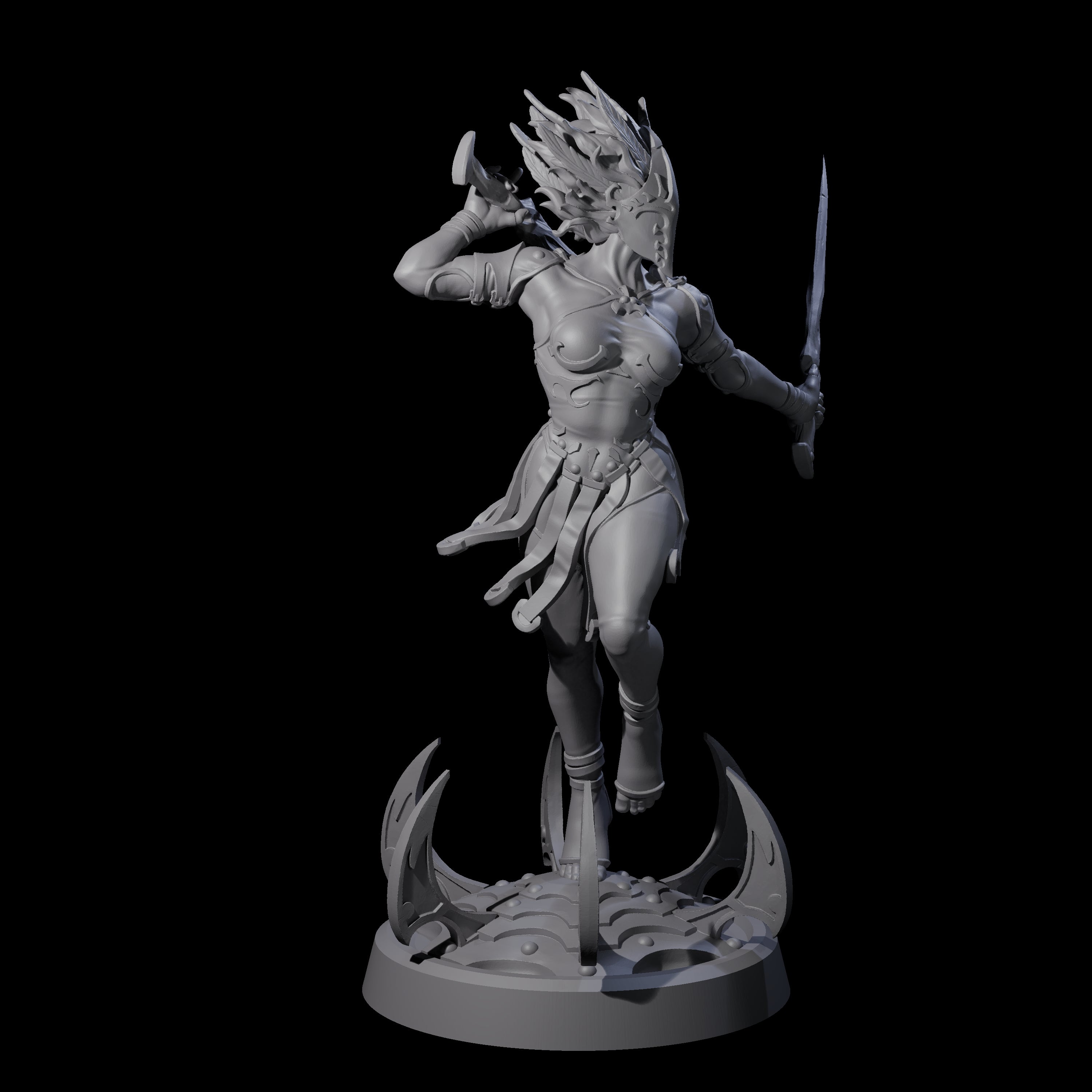 Whirling Human Blade Dancer Miniature for Dungeons and Dragons, Pathfinder or other TTRPGs