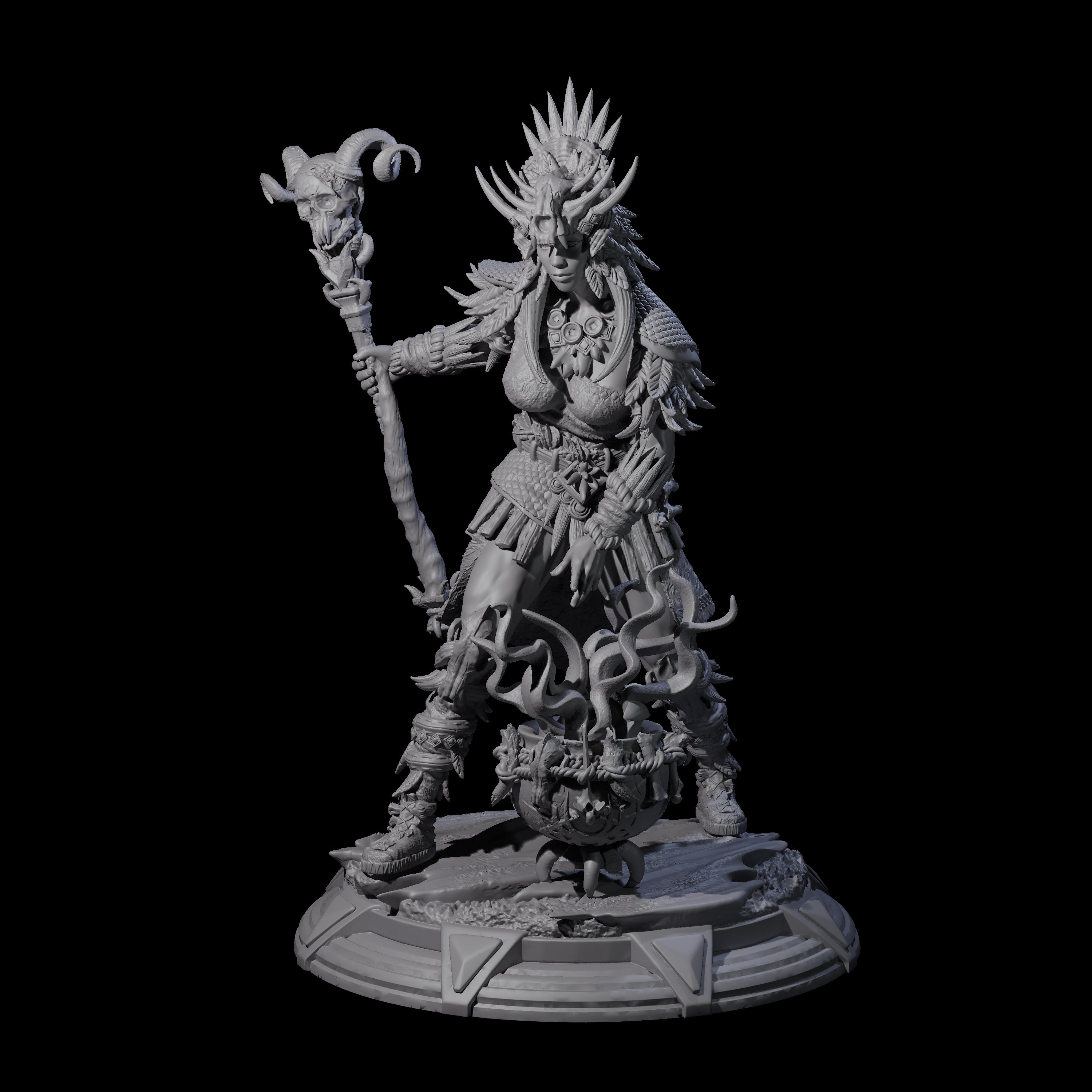 Wild Barbarian Witch Miniature for Dungeons and Dragons, Pathfinder or other TTRPGs