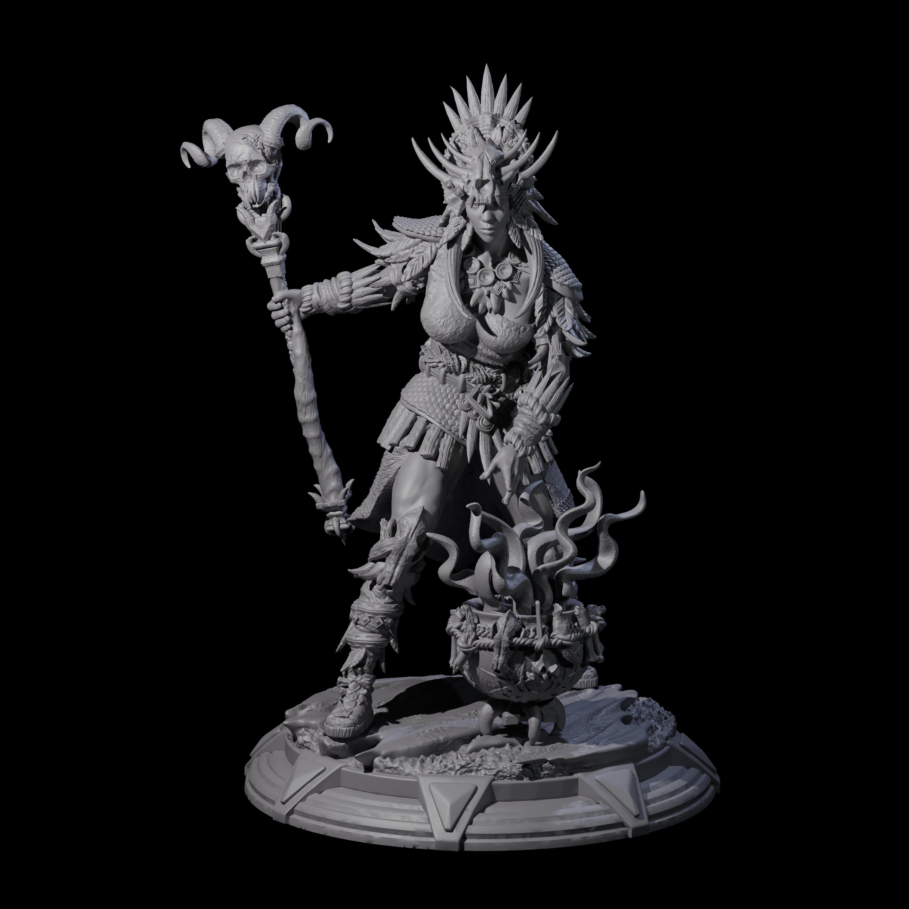 Wild Barbarian Witch Miniature for Dungeons and Dragons, Pathfinder or other TTRPGs