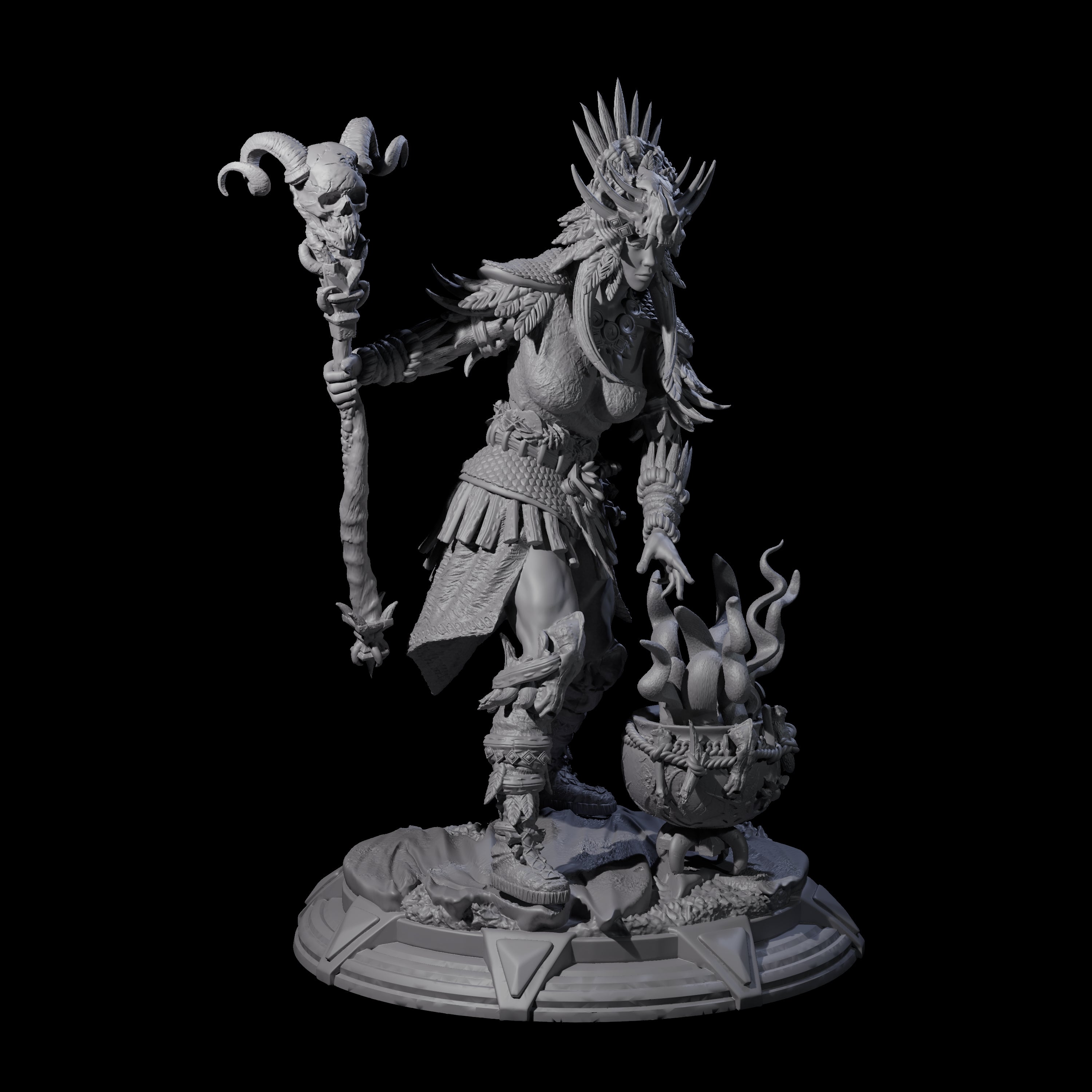 Wild Barbarian Witch Miniature for Dungeons and Dragons, Pathfinder or other TTRPGs