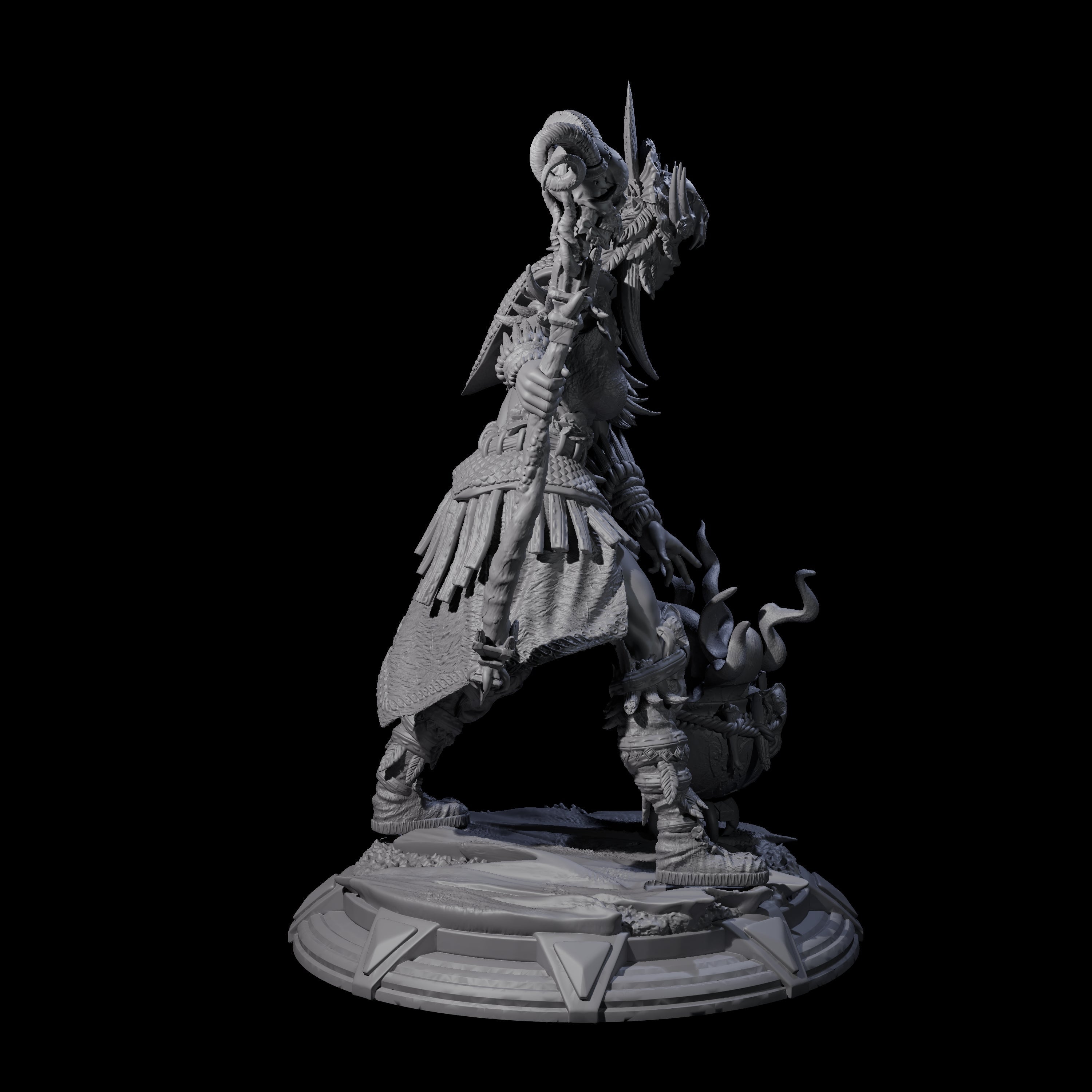 Wild Barbarian Witch Miniature for Dungeons and Dragons, Pathfinder or other TTRPGs