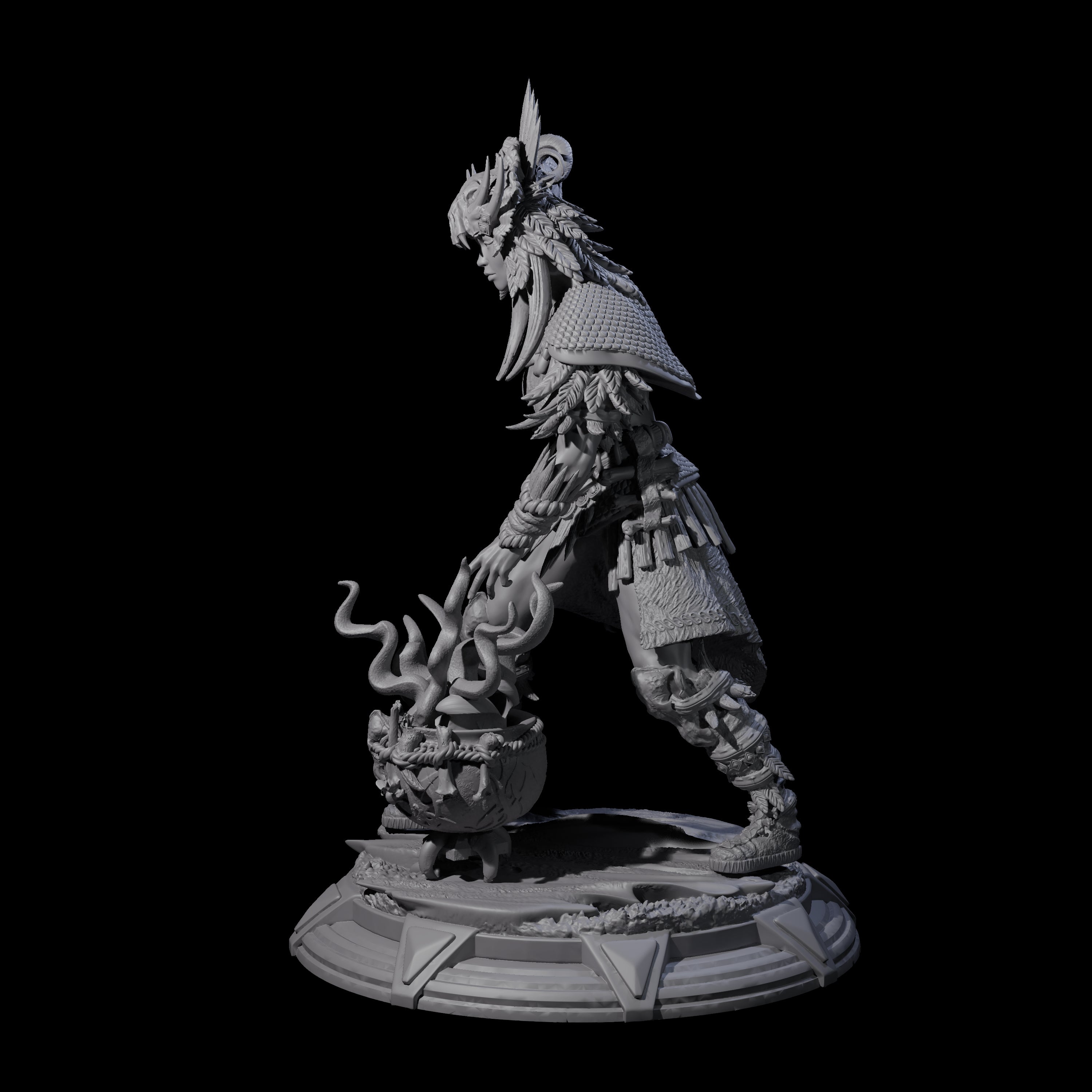 Wild Barbarian Witch Miniature for Dungeons and Dragons, Pathfinder or other TTRPGs