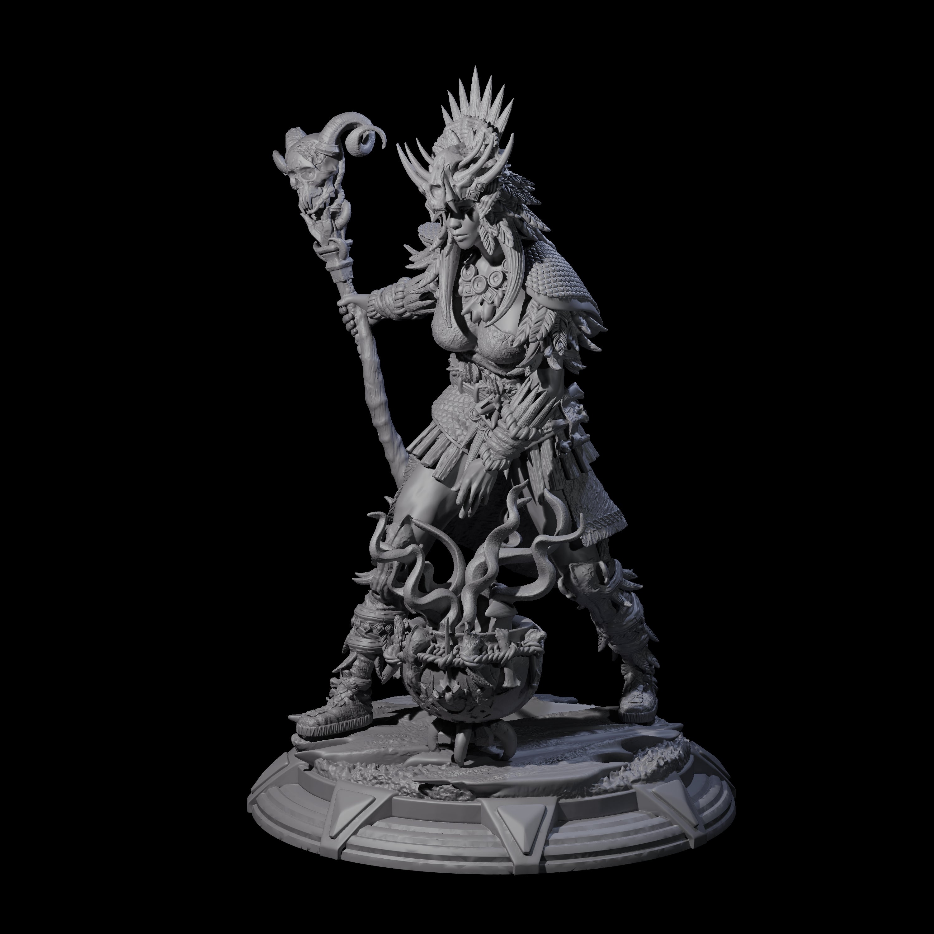 Wild Barbarian Witch Miniature for Dungeons and Dragons, Pathfinder or other TTRPGs