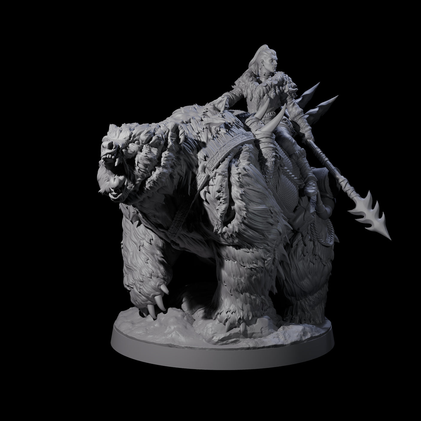 Wild Bear Rider A Miniature for Dungeons and Dragons, Pathfinder or other TTRPGs
