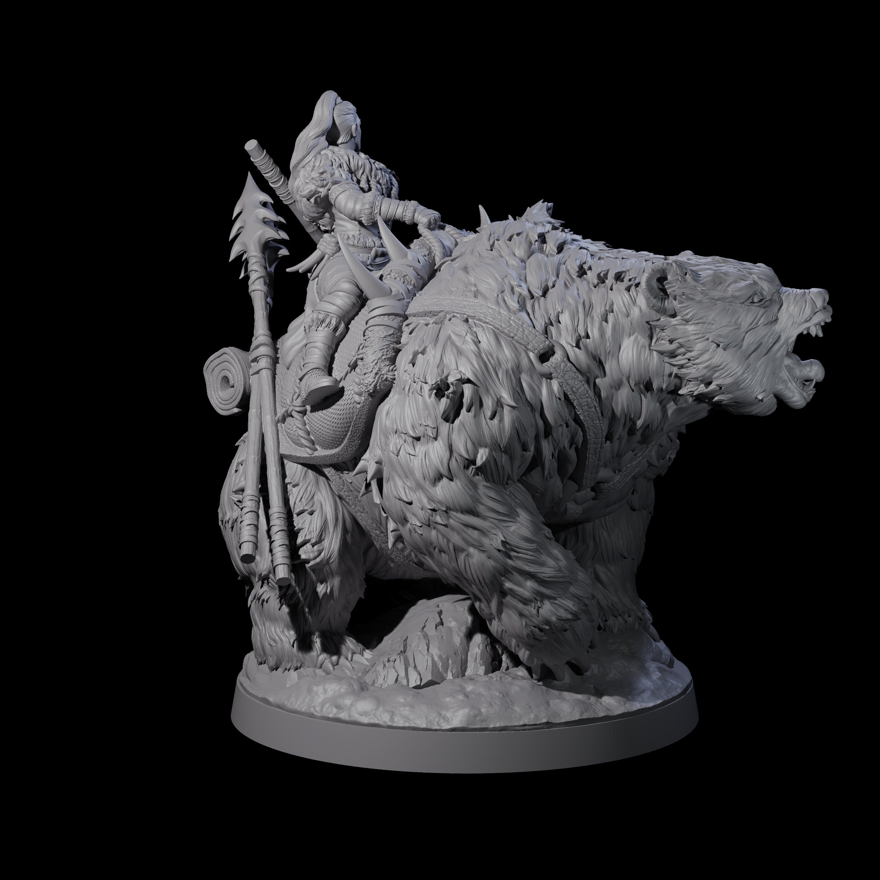 Wild Bear Rider A Miniature for Dungeons and Dragons, Pathfinder or other TTRPGs