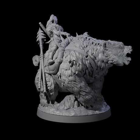 Wild Bear Rider A Miniature for Dungeons and Dragons, Pathfinder or other TTRPGs