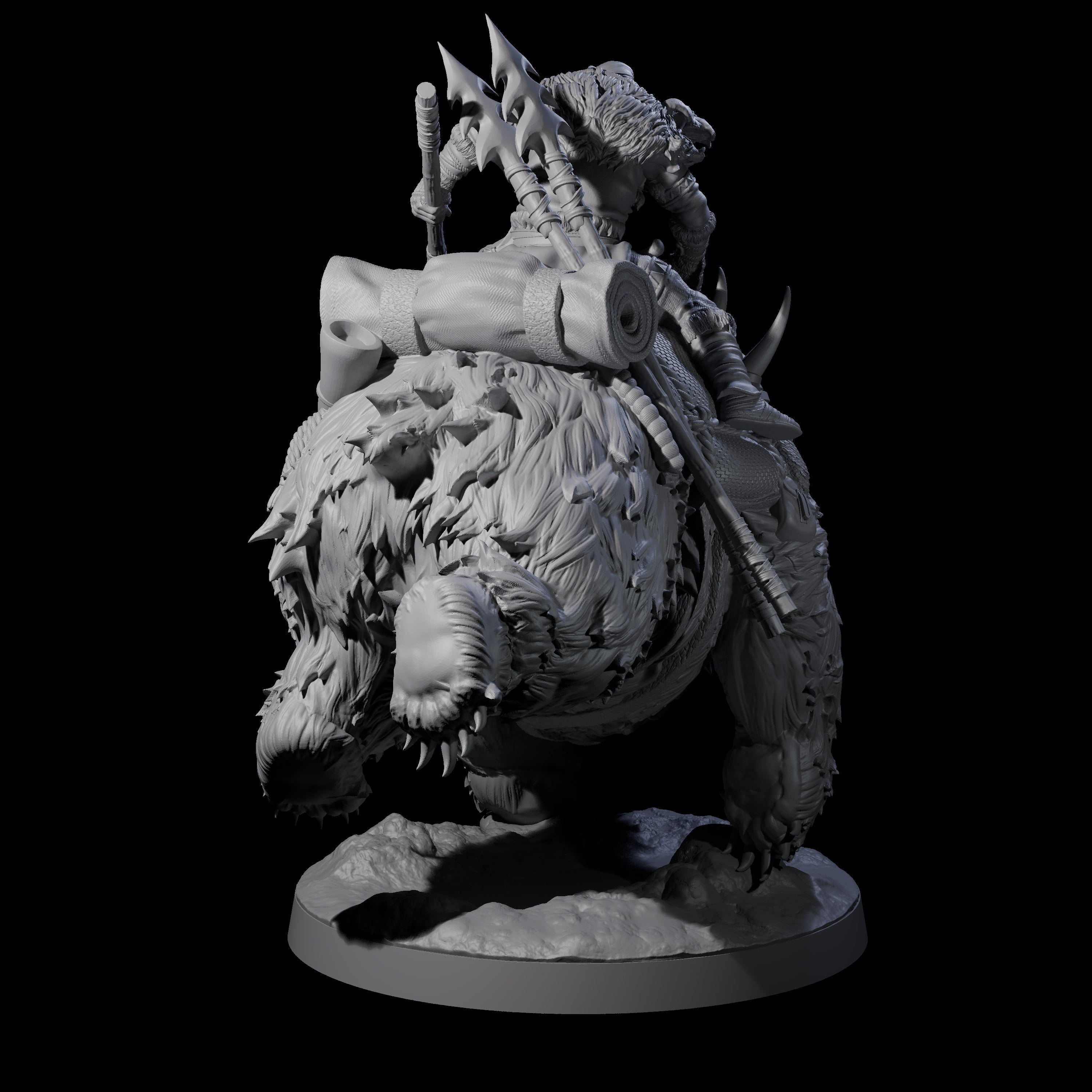 Wild Bear Rider B Miniature for Dungeons and Dragons, Pathfinder or other TTRPGs