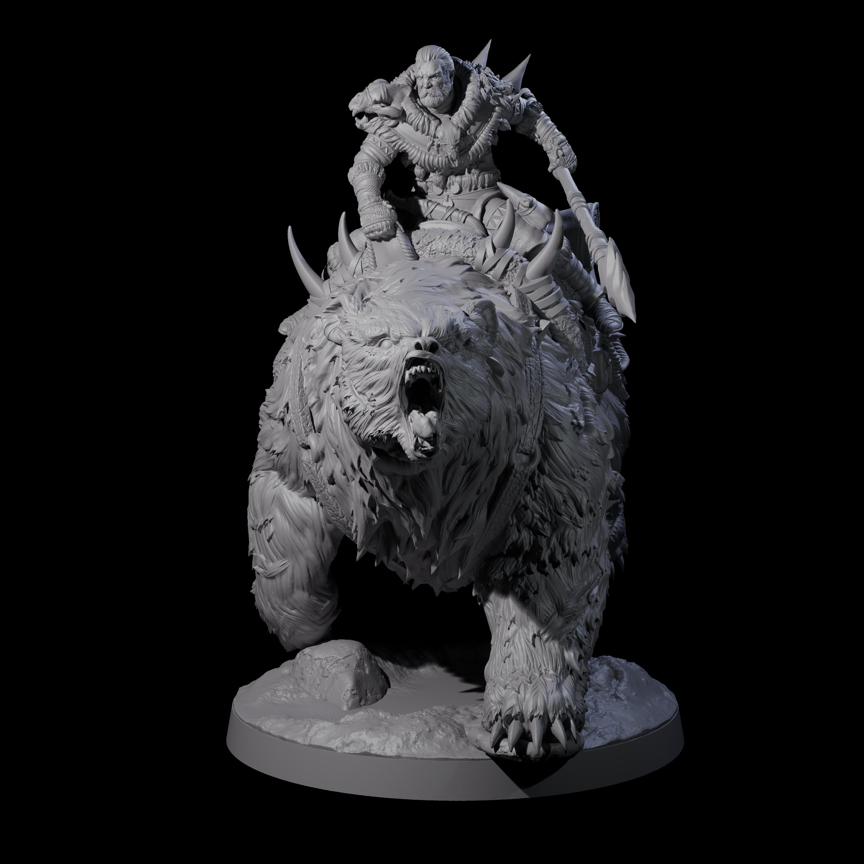 Wild Bear Rider B Miniature for Dungeons and Dragons, Pathfinder or other TTRPGs