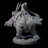 Wild Bear Rider B Miniature for Dungeons and Dragons, Pathfinder or other TTRPGs