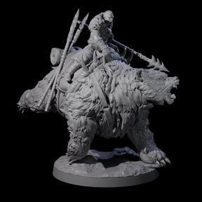 Wild Bear Rider B Miniature for Dungeons and Dragons, Pathfinder or other TTRPGs